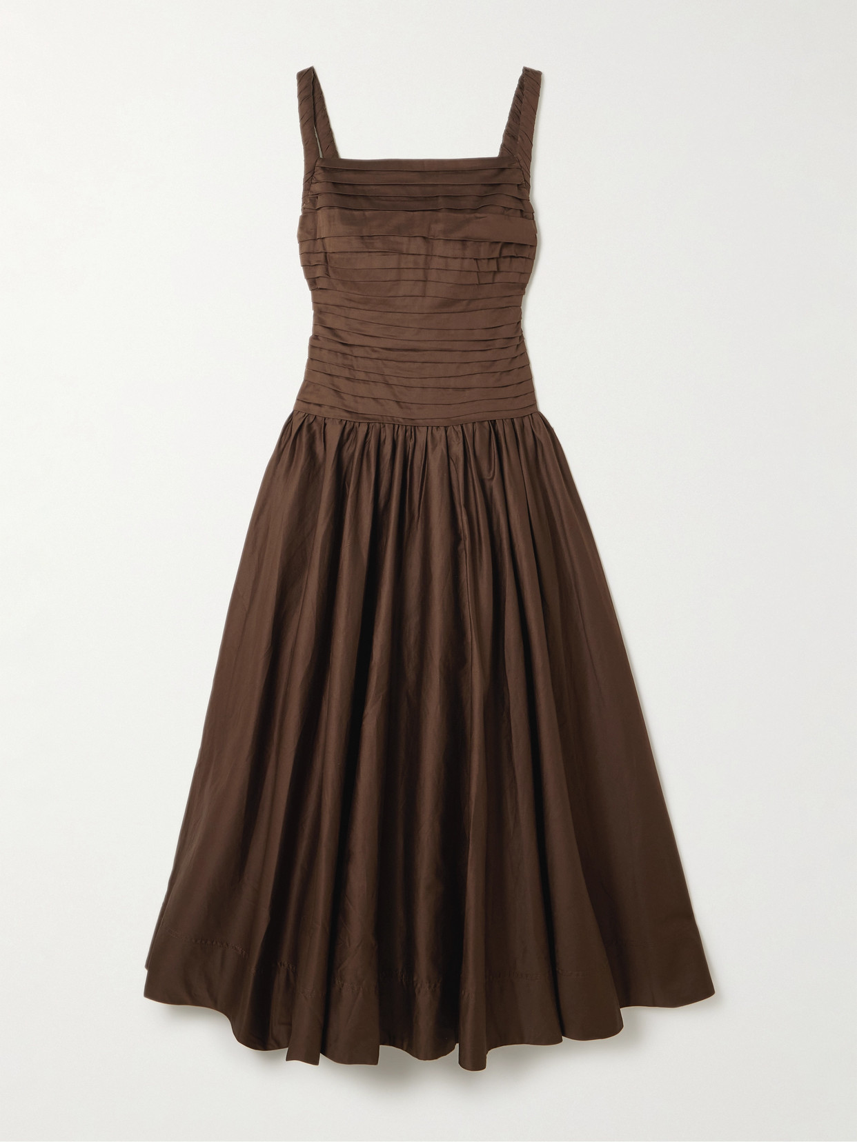 Aje Star Pleated Cotton Dress In Brown