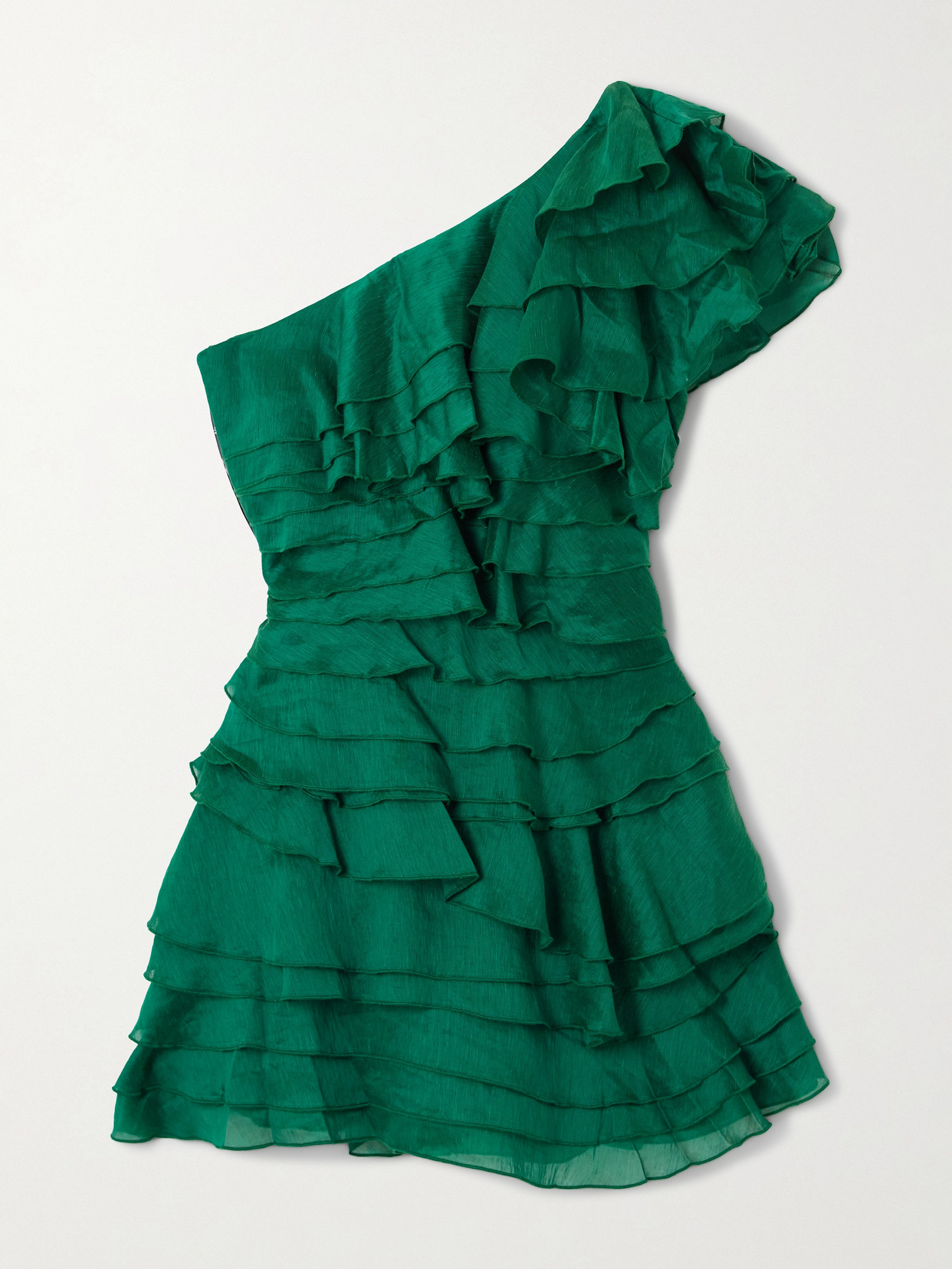 Aje Rosaline Tiered Lyocell-blend Mini Dress In Green