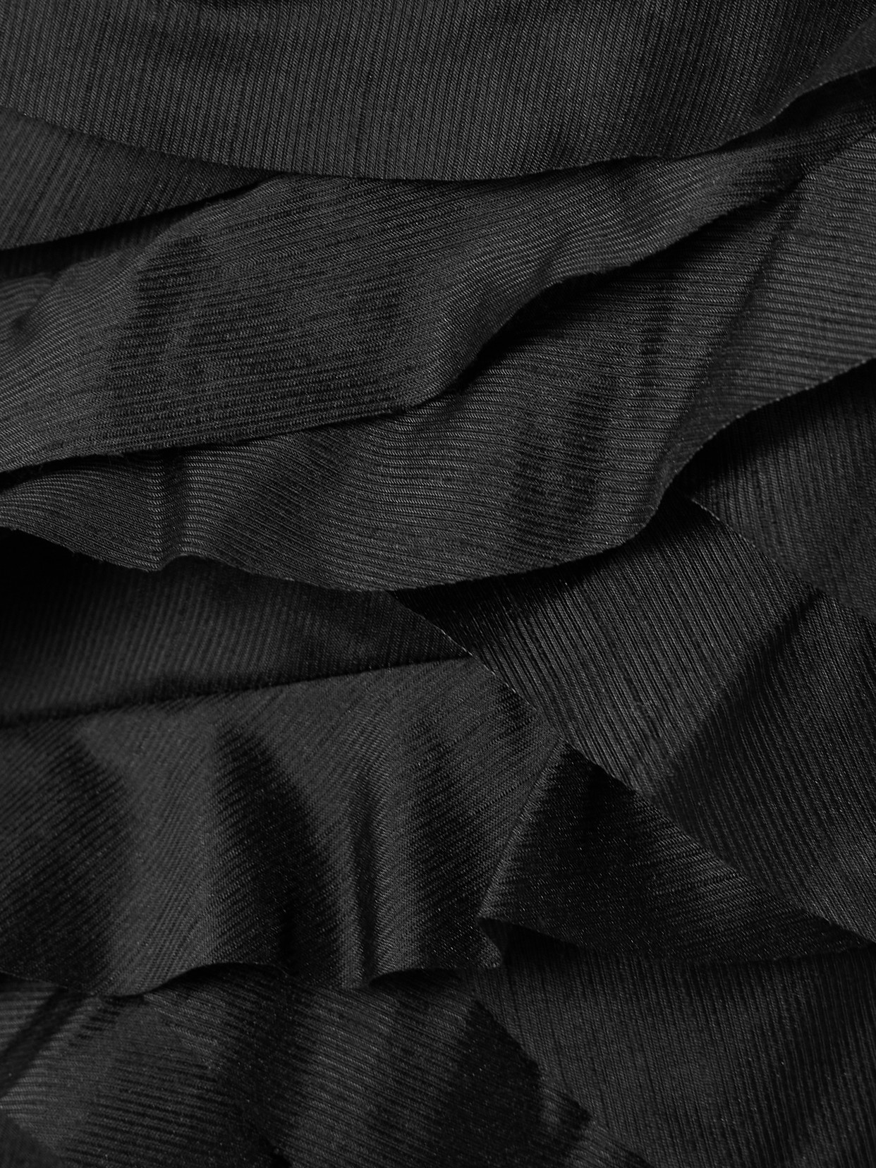 Aje Allairie Strapless Ruffled Shirred Faille Gown In Black