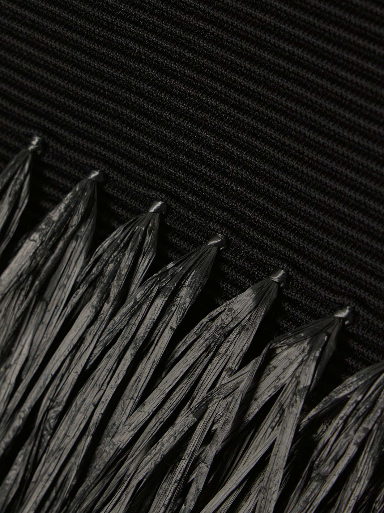 Agave Fringed Raffia-Trimmed Ribbed-Knit Mini