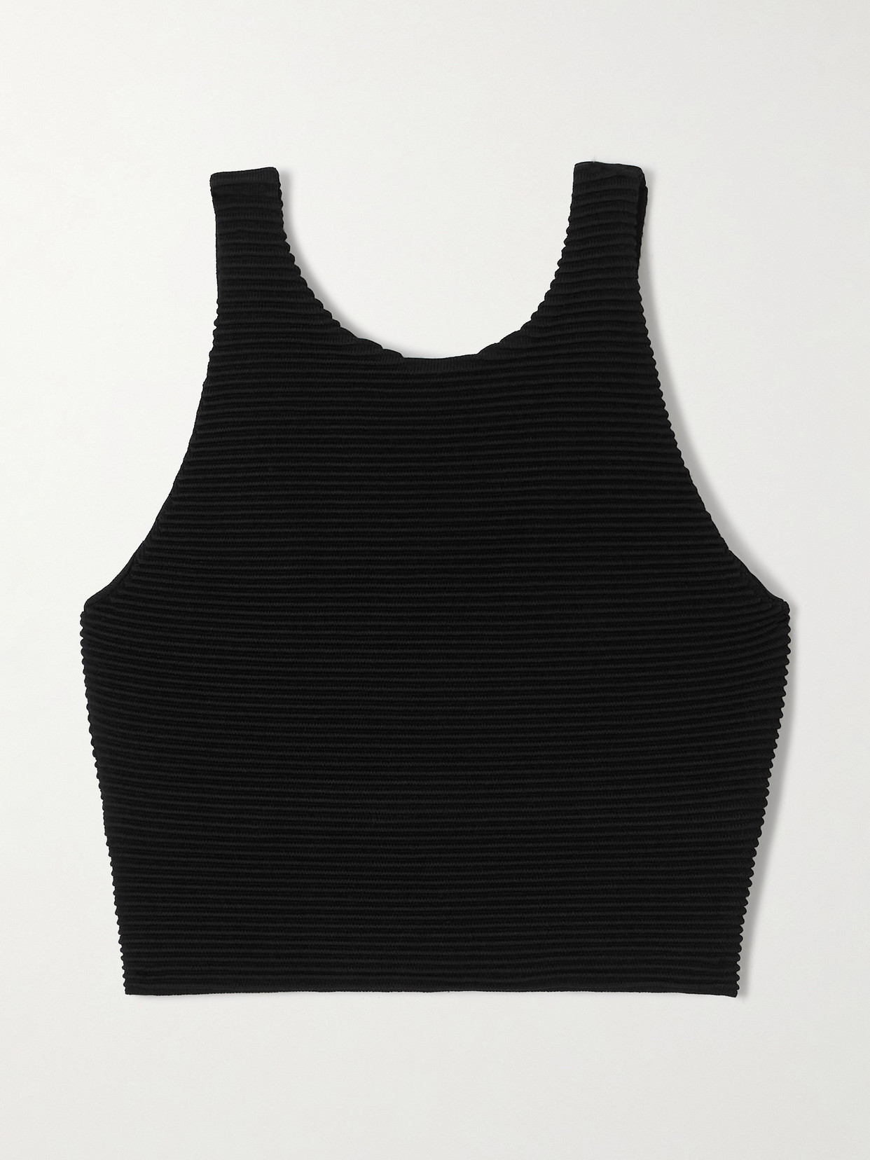 Aje Agave Cropped Ribbed-knit Top In Black