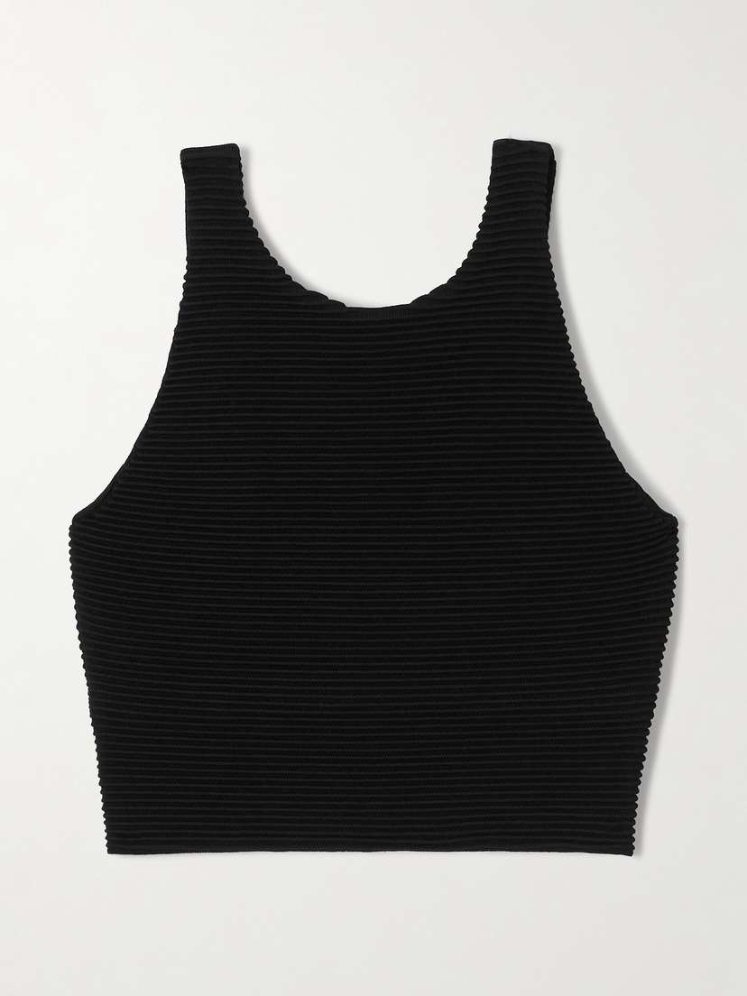 Aje Agave Cropped Ribbed-knit Top