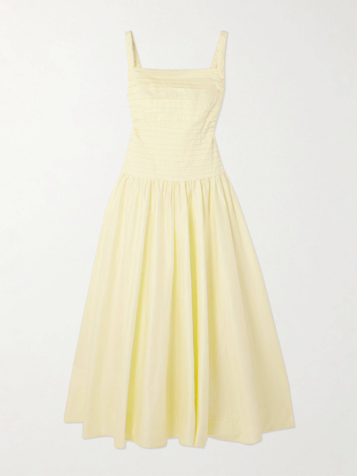 Aje Star Pleated Cotton-poplin Midi Dress In Yellow