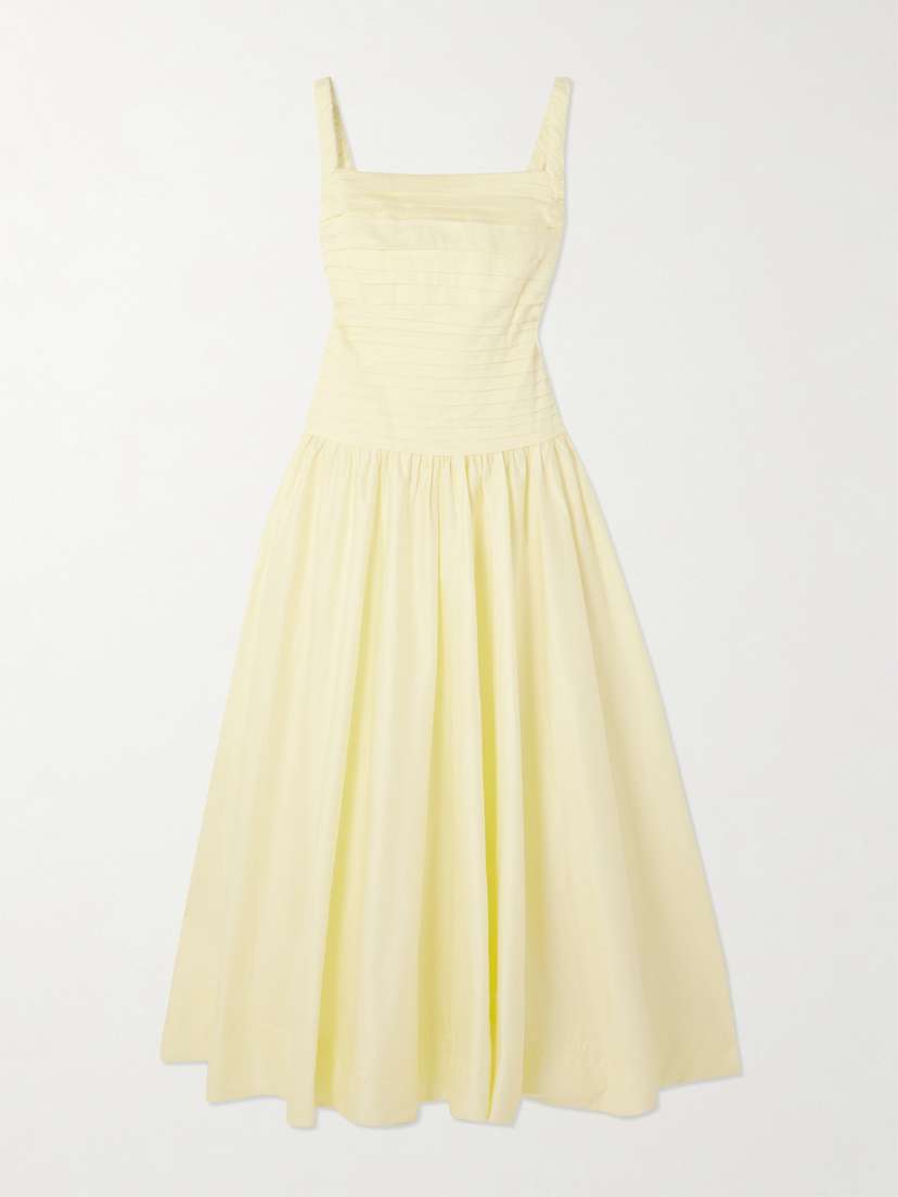 Aje Star Pleated Cotton-poplin Midi Dress