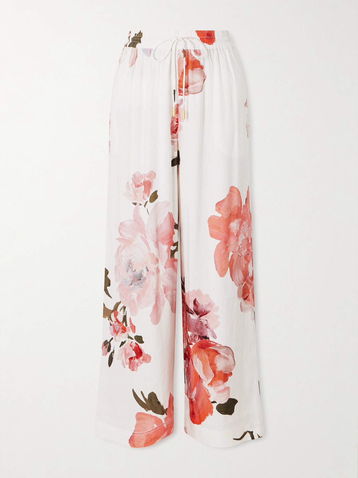 Aje Vacation Floral-print Linen-blend Wide-leg Pants In Multi