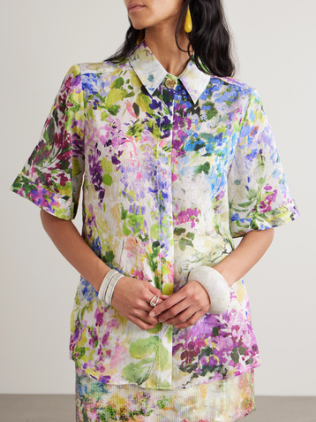 Aje Adina floral-print Lyocell-blend shirt