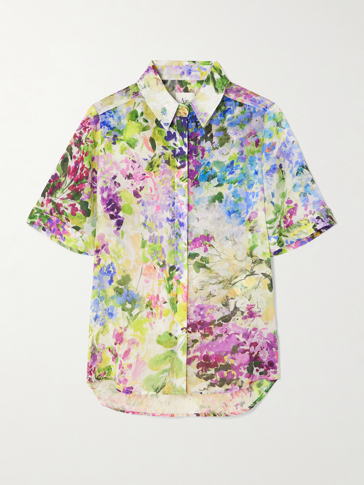 Aje Adina Floral-print Lyocell-blend Shirt In Purple