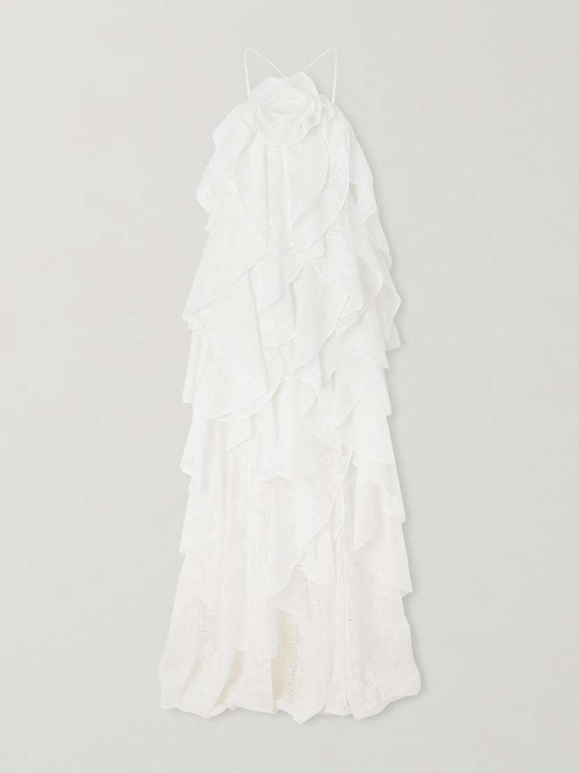 Aje Merritt Appliquéd Ruffled Broderie Anglaise Maxi Dress