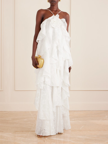 Aje Merritt appliquéd ruffled broderie anglaise maxi dress
