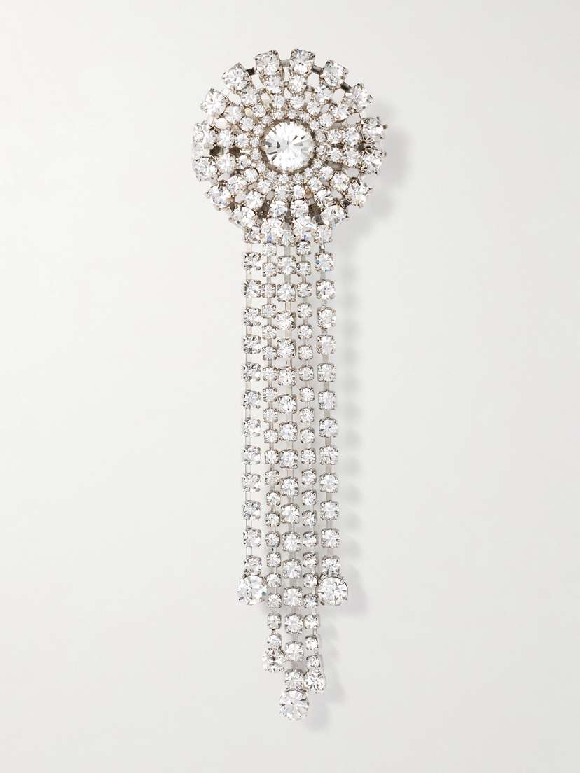Jennifer Behr Zelina Fringed Rhodium-plated Crystal Hair Clip