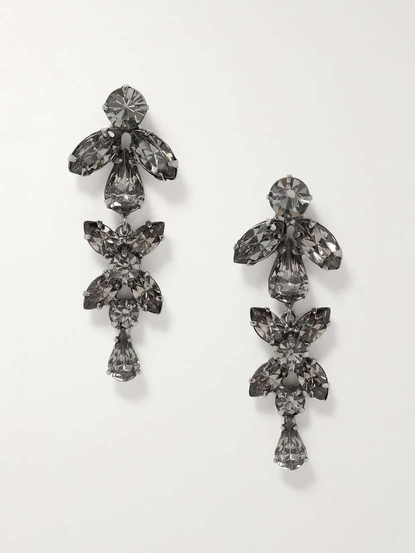 Jennifer Behr Liss Gunmetal-tone Crystal Earrings
