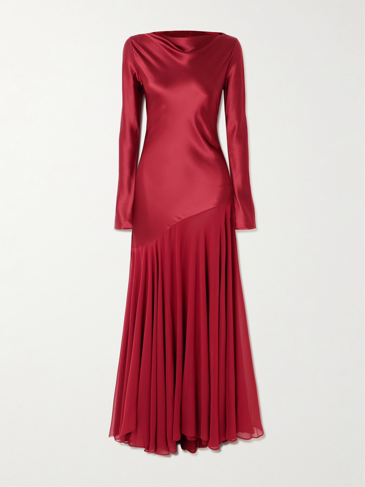 Tove Cordelia Silk-satin And -chiffon Gown In Red