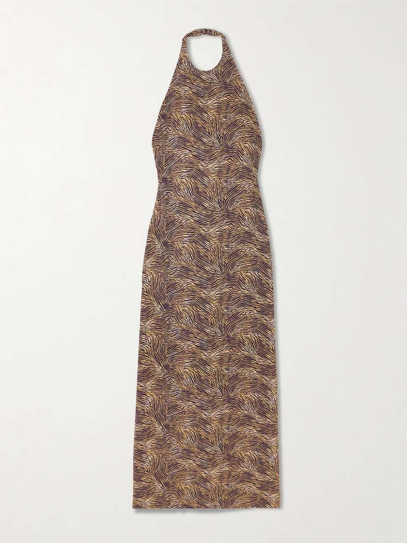 Tove Colette Zebra-print Crepe Halterneck Midi Dress