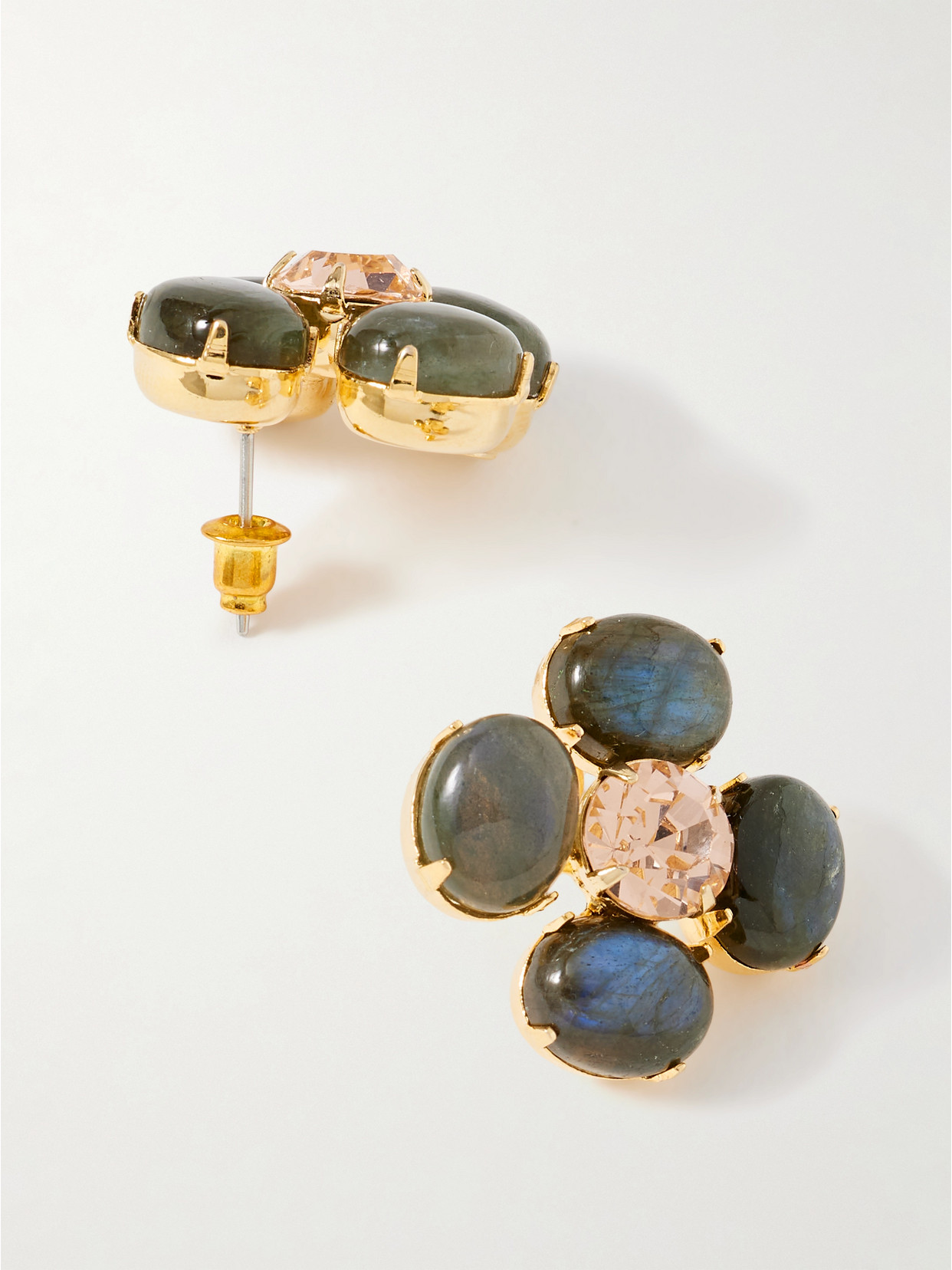 Jennifer Behr Quinn Gold-plated Labradorite And Crystal Earrings In Gold