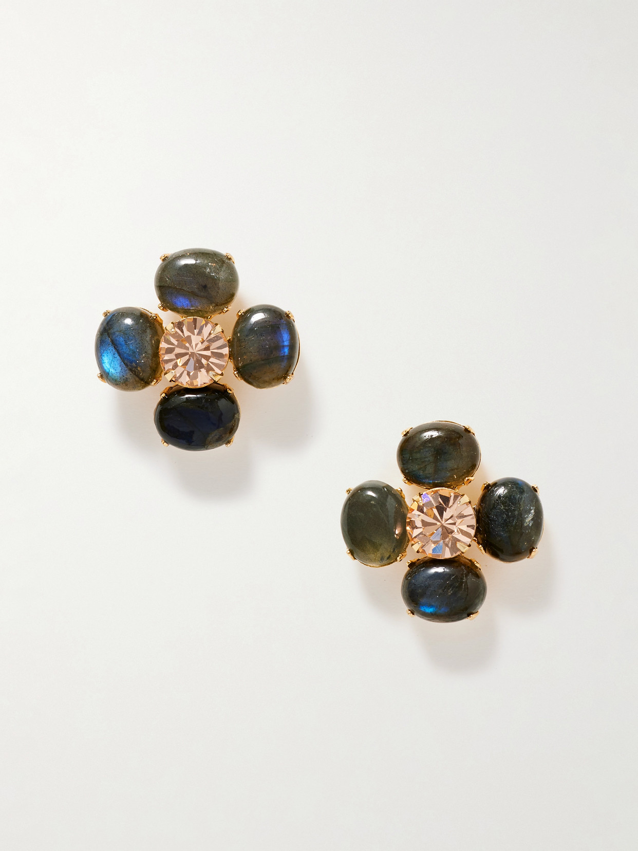 Jennifer Behr Quinn Gold-plated Labradorite And Crystal Earrings