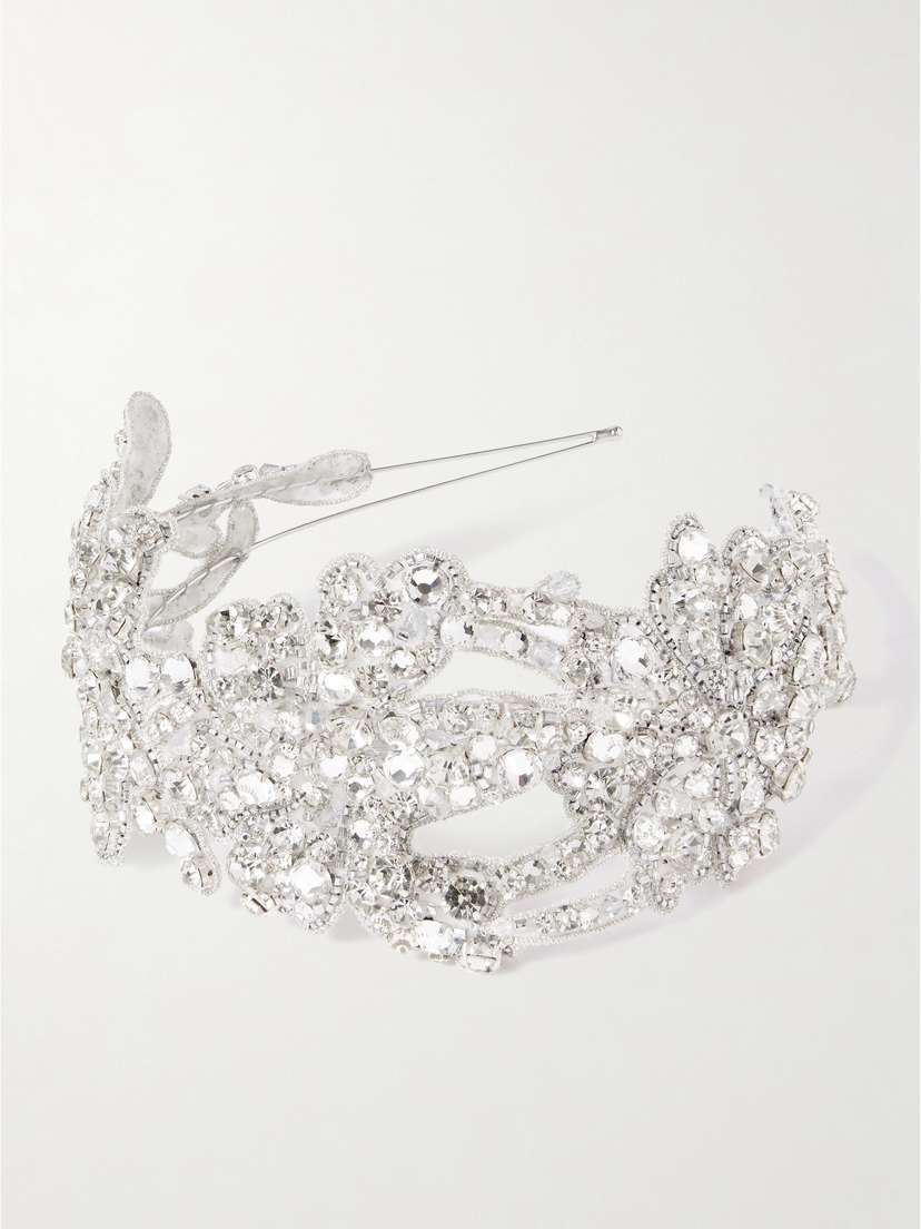 Jennifer Behr Tressa Embellished Rhodium-plated Headband