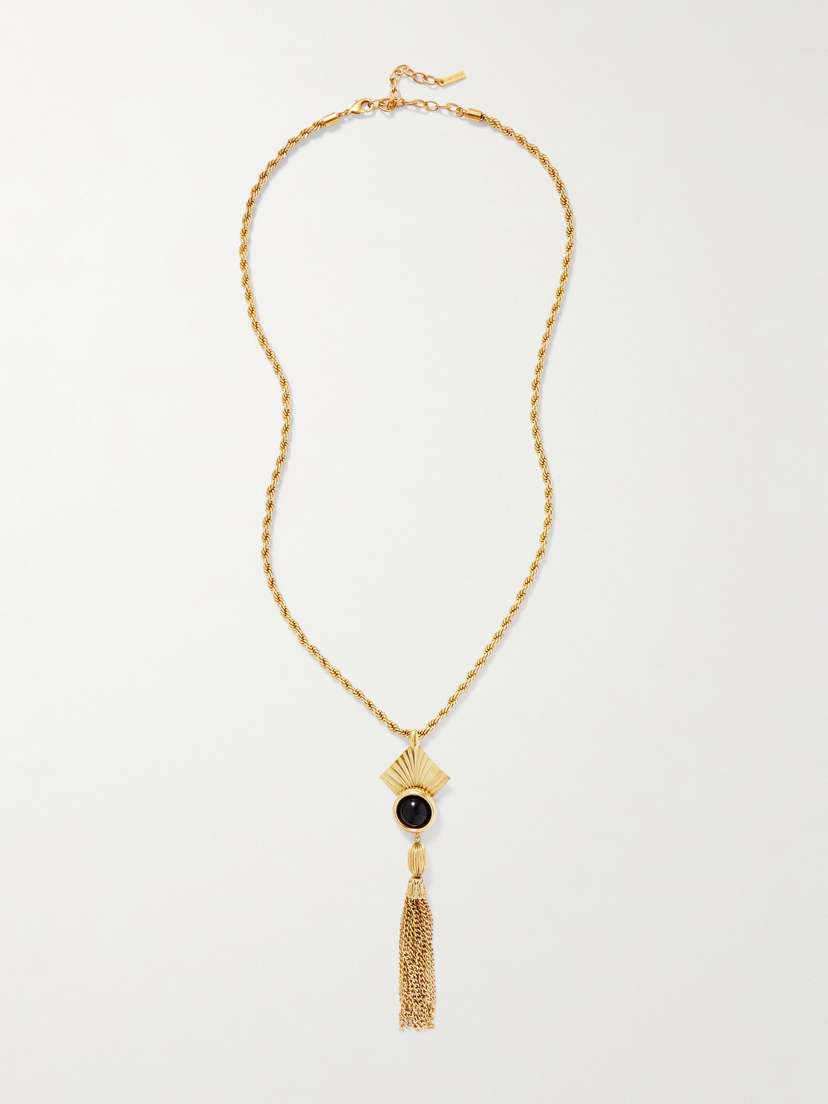 Jennifer Behr Noreen Tasseled Gold-tone Necklace