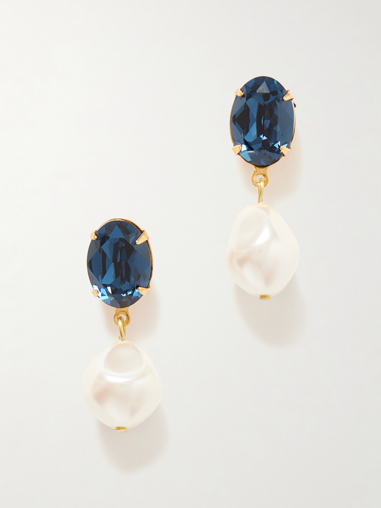 Jennifer Behr Tunis Gold-plated, Crystal And Faux Pearl Earrings In Blue