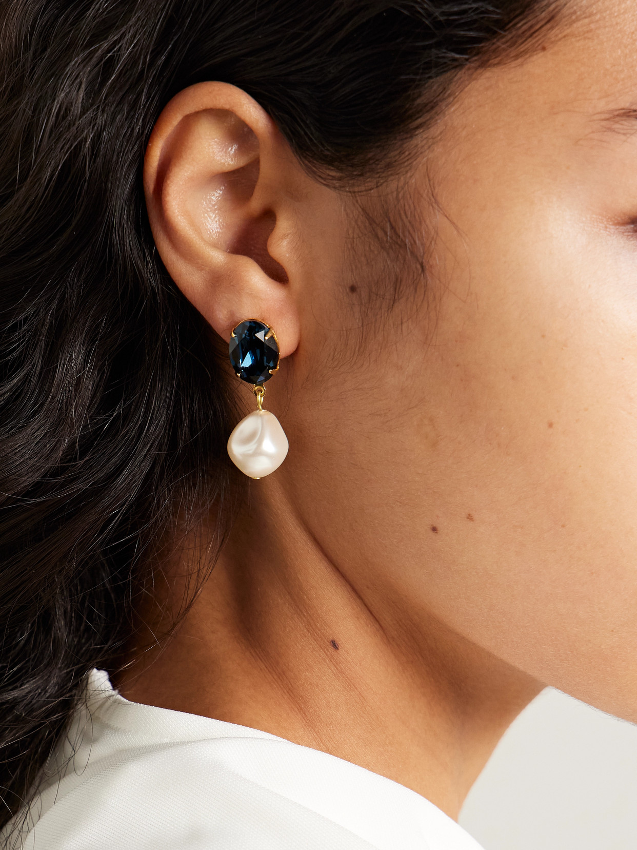 Jennifer Behr Tunis Crystal-pearl Drop Earrings In Blue