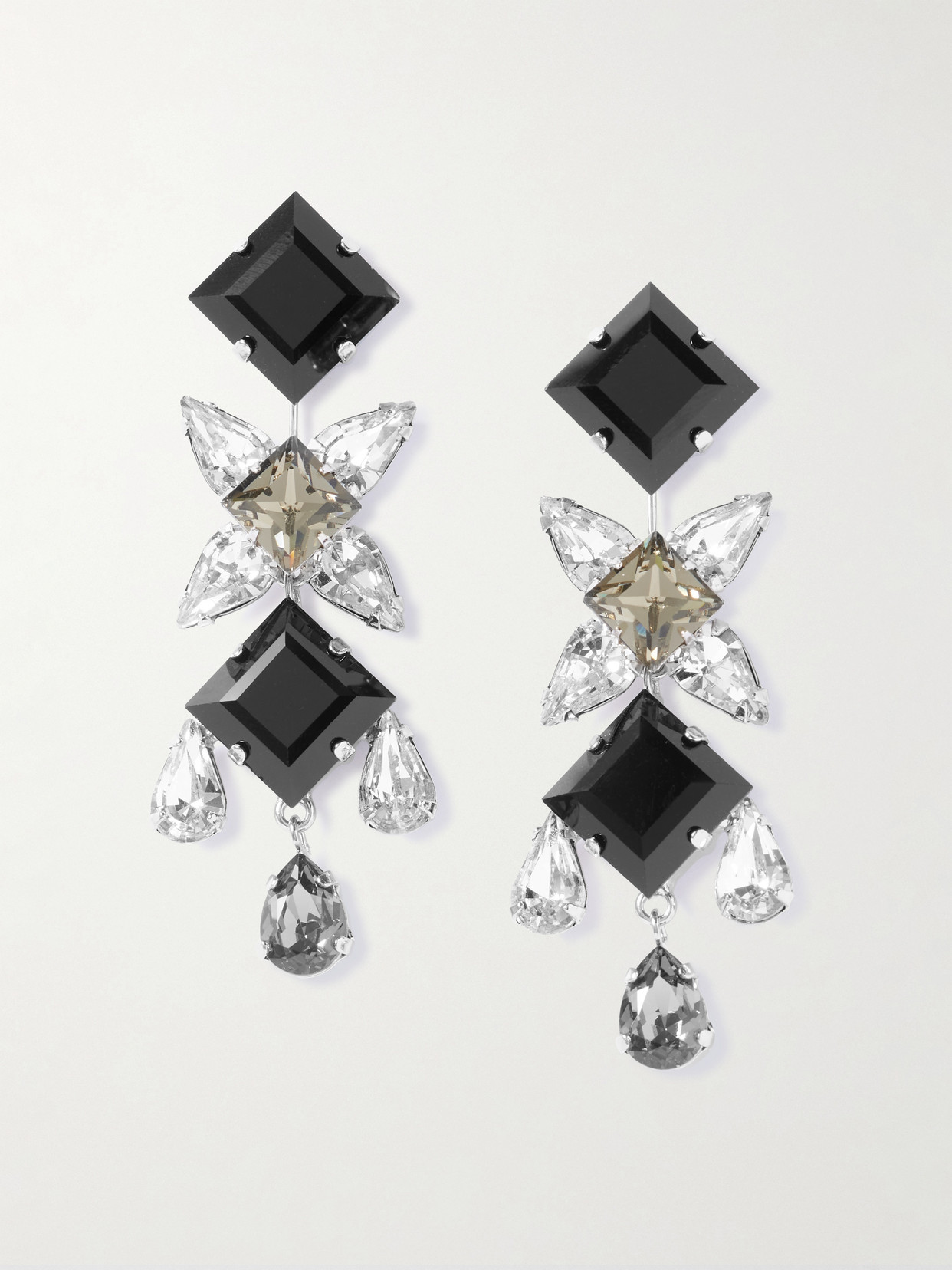 Jennifer Behr Raina Rhodium-plated Onyx And Crystal Earrings In Black