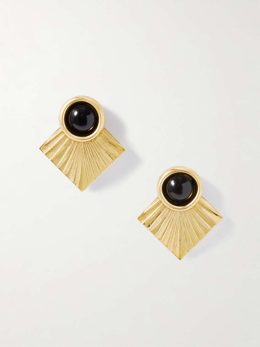 Jennifer Behr Noreen Gold-tone Onyx Earrings