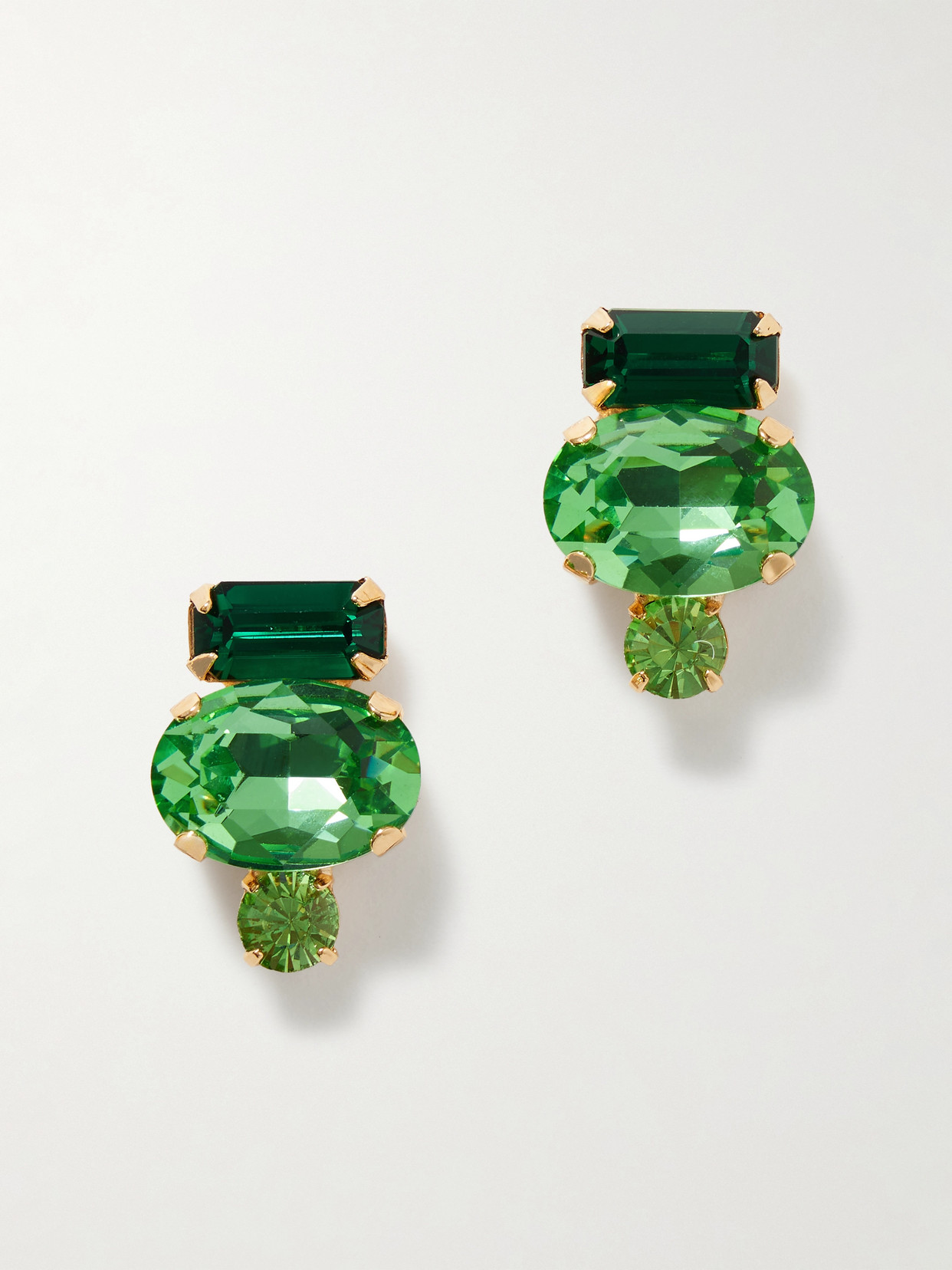 Jennifer Behr Cleo Gold-plated Crystal Earrings In Green