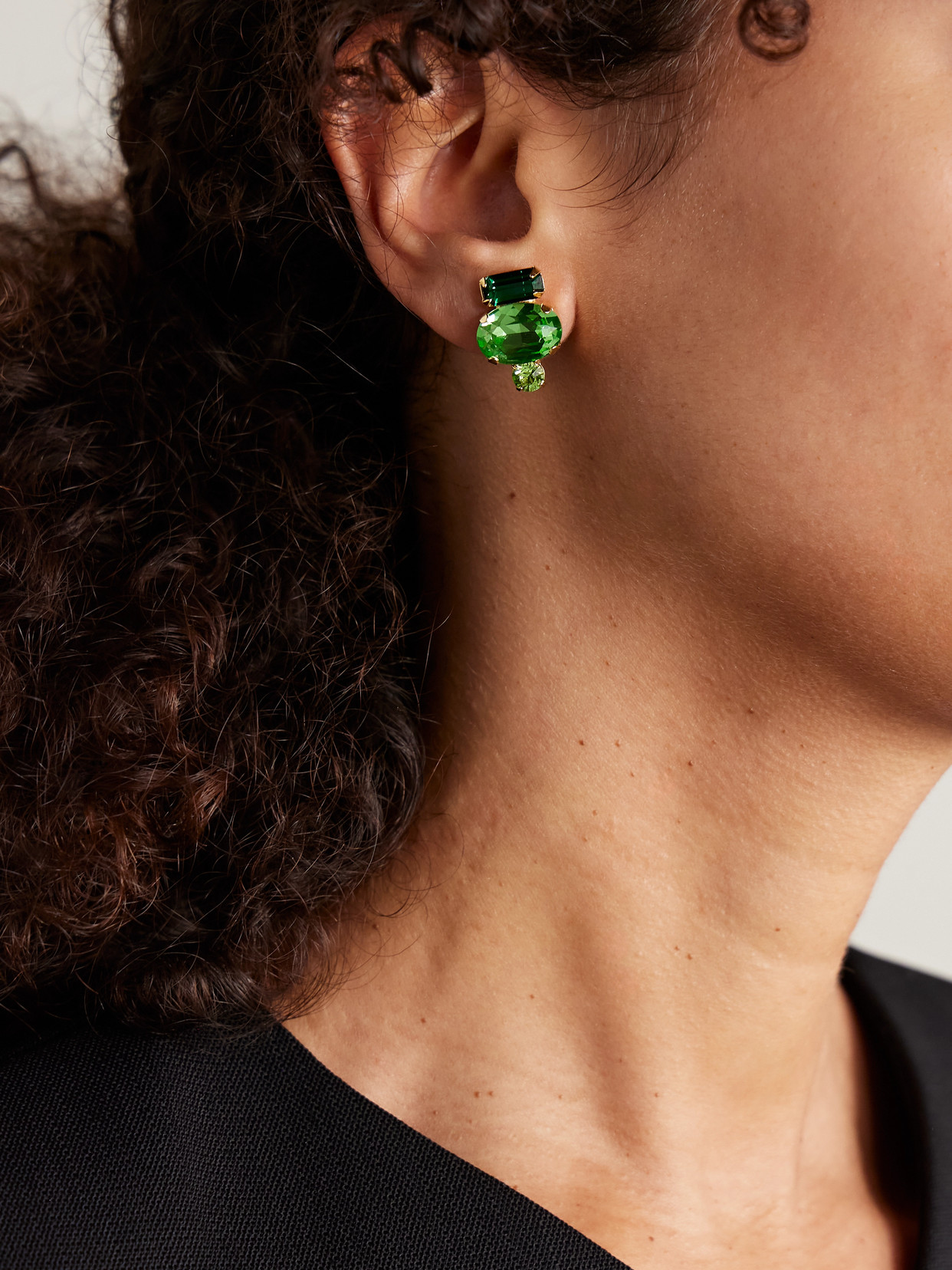 Jennifer Behr Cleo Gold-plated Crystal Earrings In Green