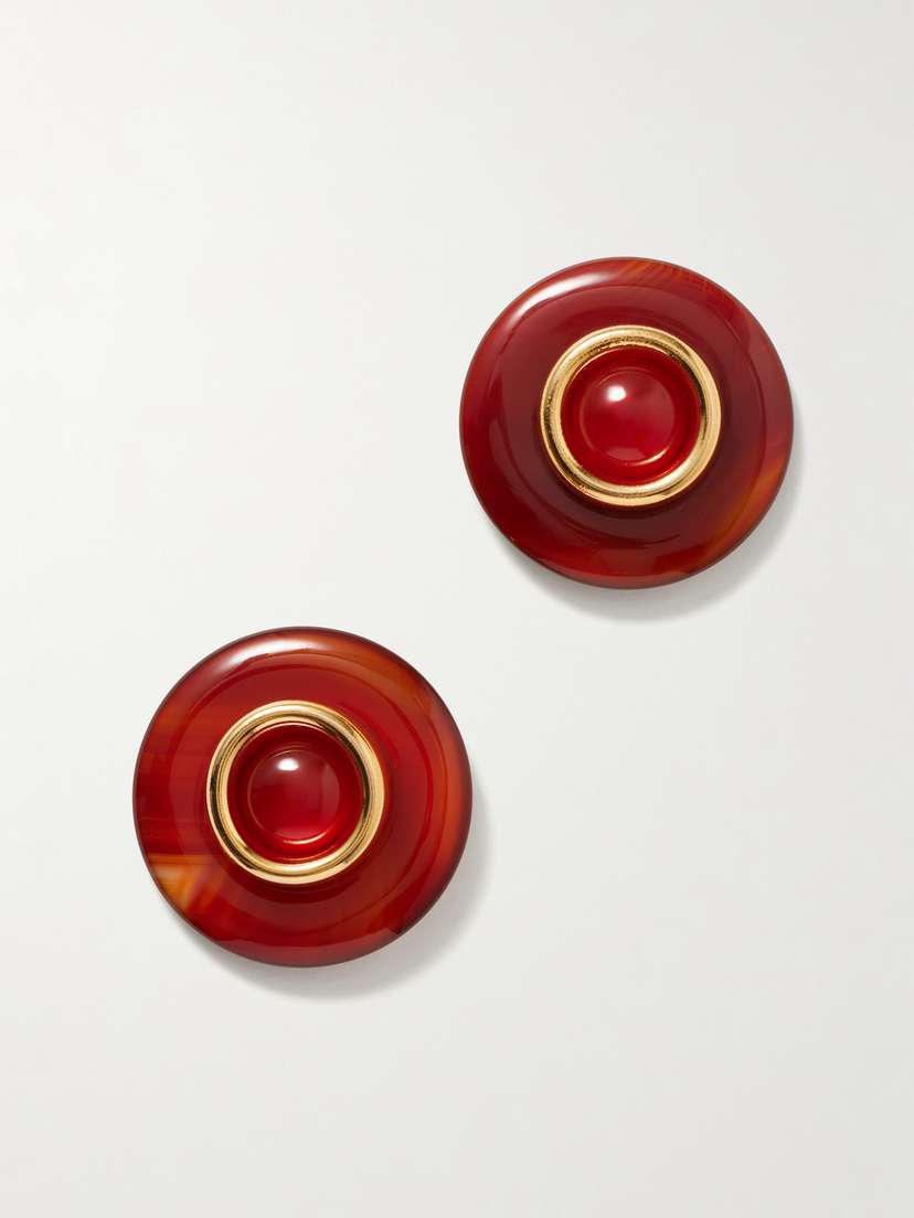 Jennifer Behr Devon Gold-plated Carnelian Earrings