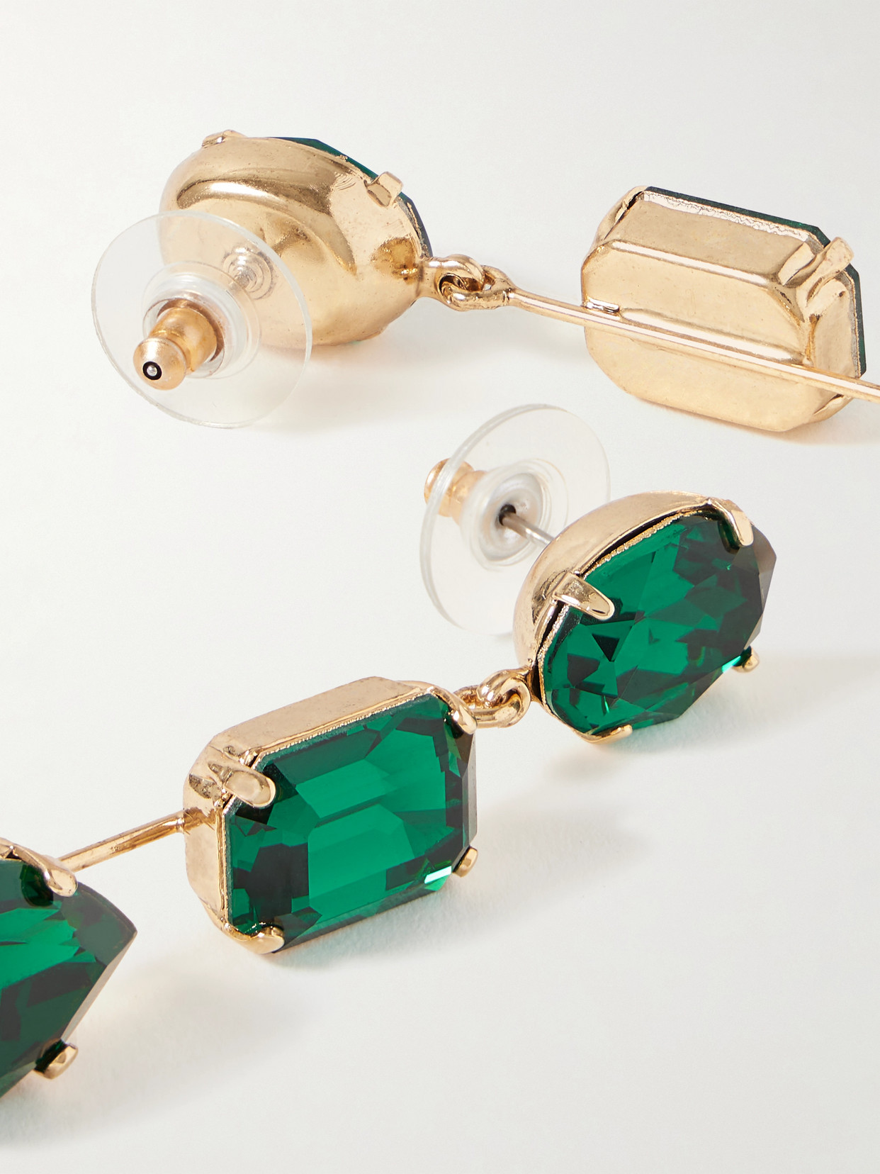 Jennifer Behr Allanah Gold-plated Crystal Earrings In Green