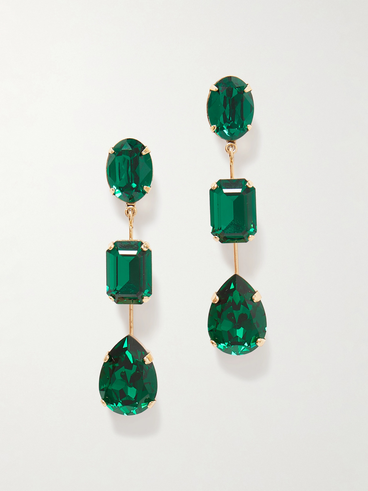 Jennifer Behr Allanah Gold-plated Crystal Earrings In Green
