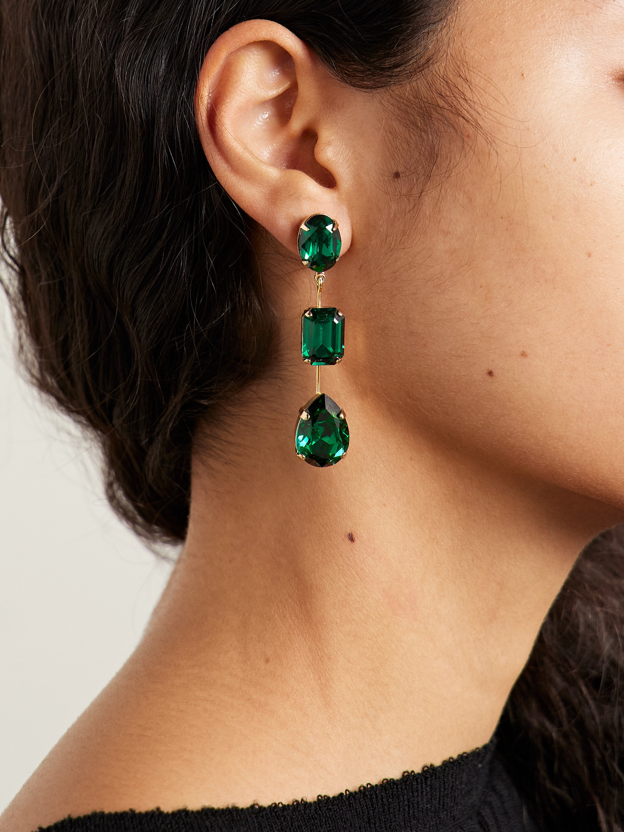 Jennifer Behr Allanah Gold-plated Crystal Earrings In Green
