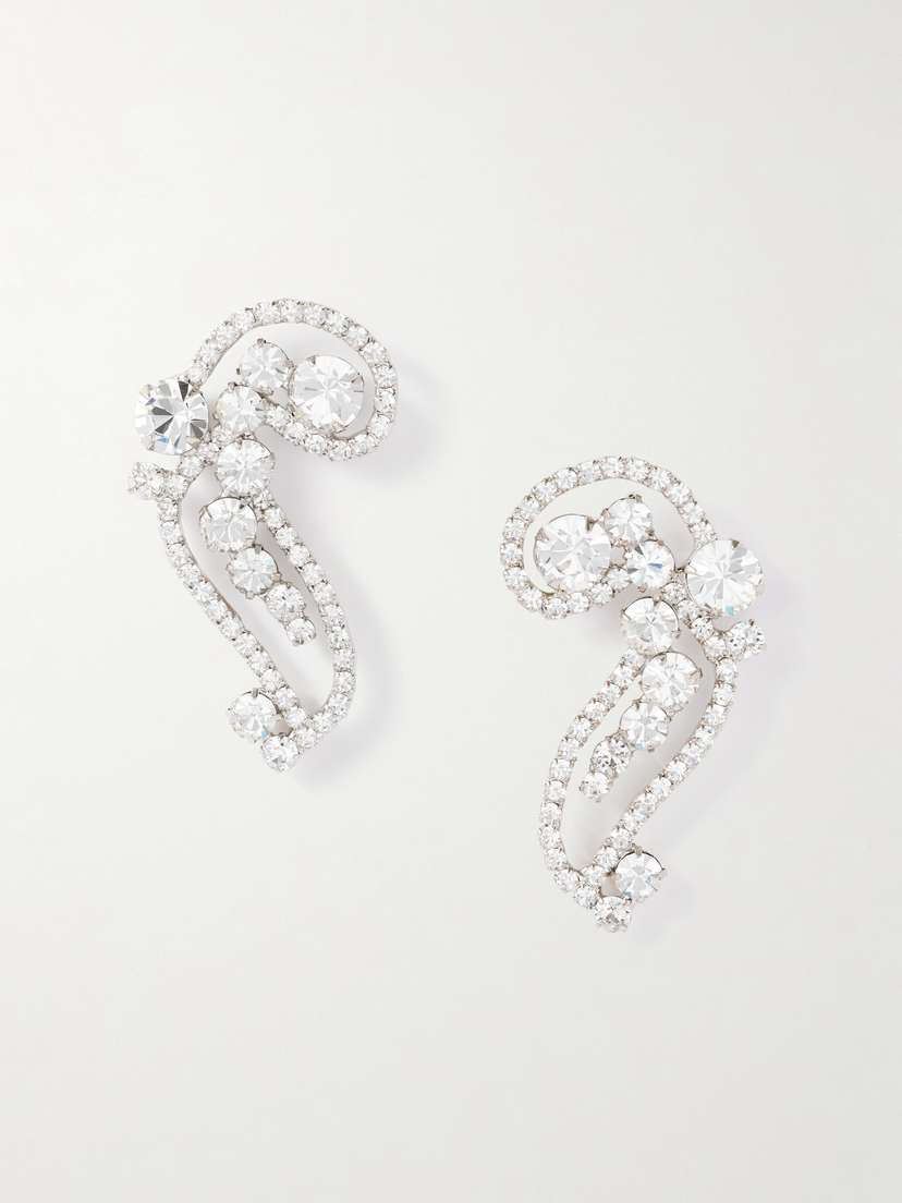 Jennifer Behr Lilah Silver-tone Crystal Earrings