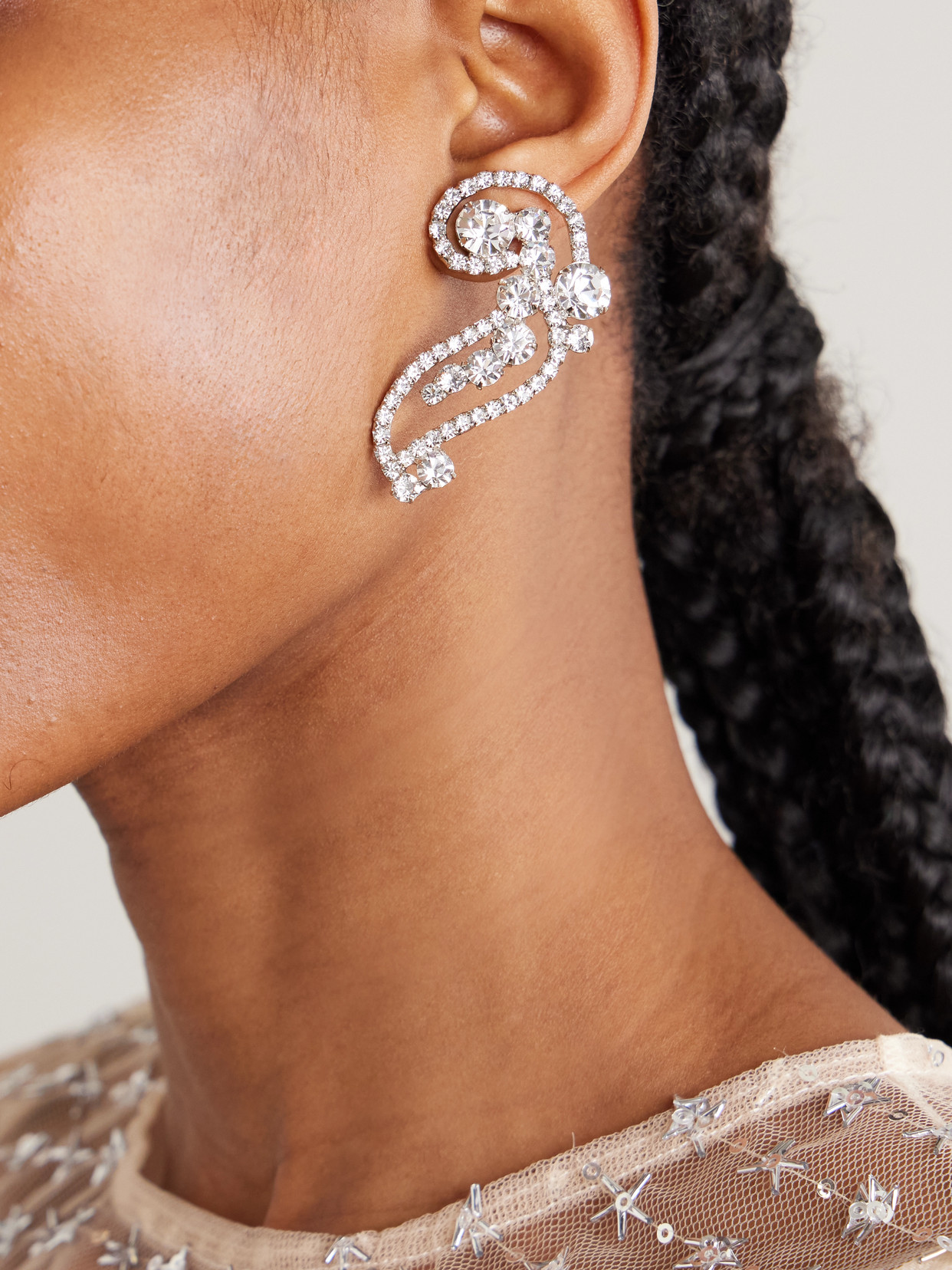 Jennifer Behr Lilah Silver-tone Crystal Earrings In Metallic