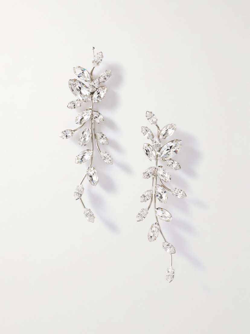Jennifer Behr Vivica Silver-tone Crystal Earrings