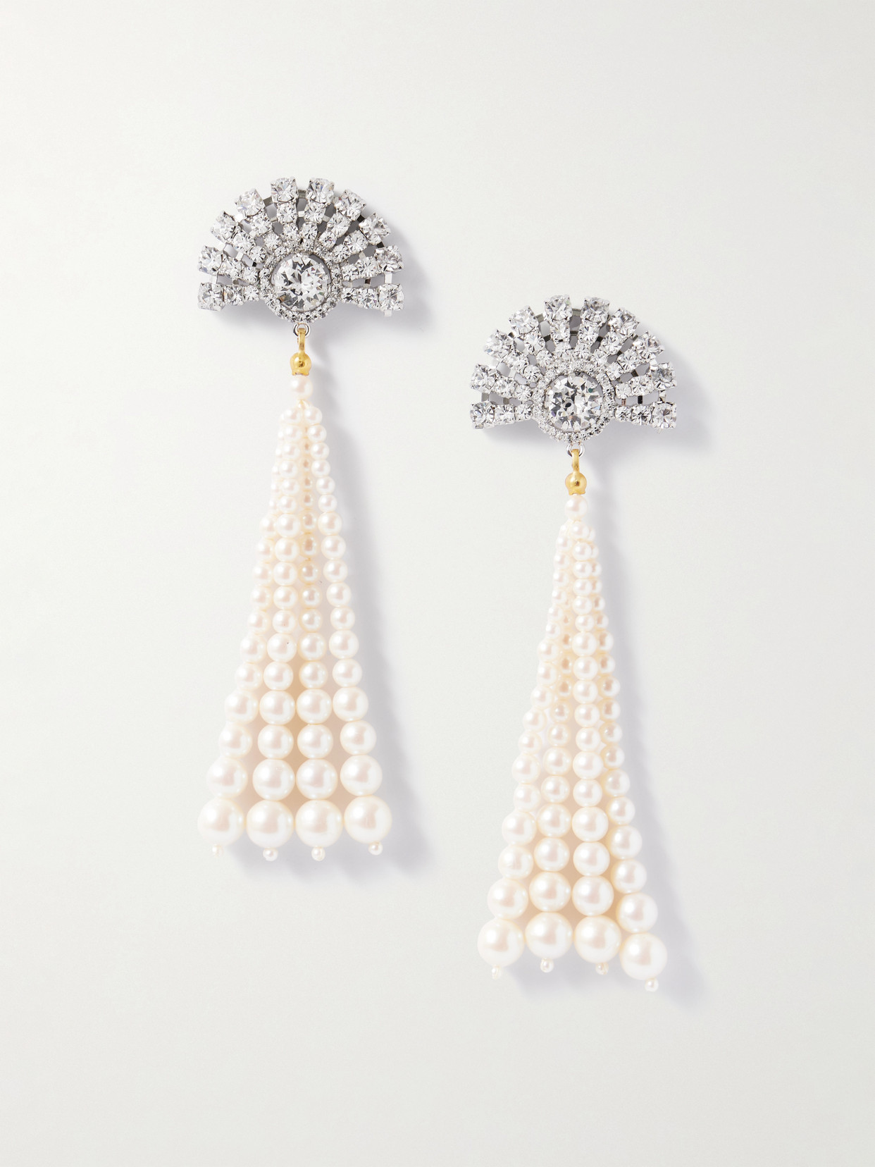 Jennifer Behr Winifred Rhodium-plated, Crystal And Faux Pearl Earrings In Neutral