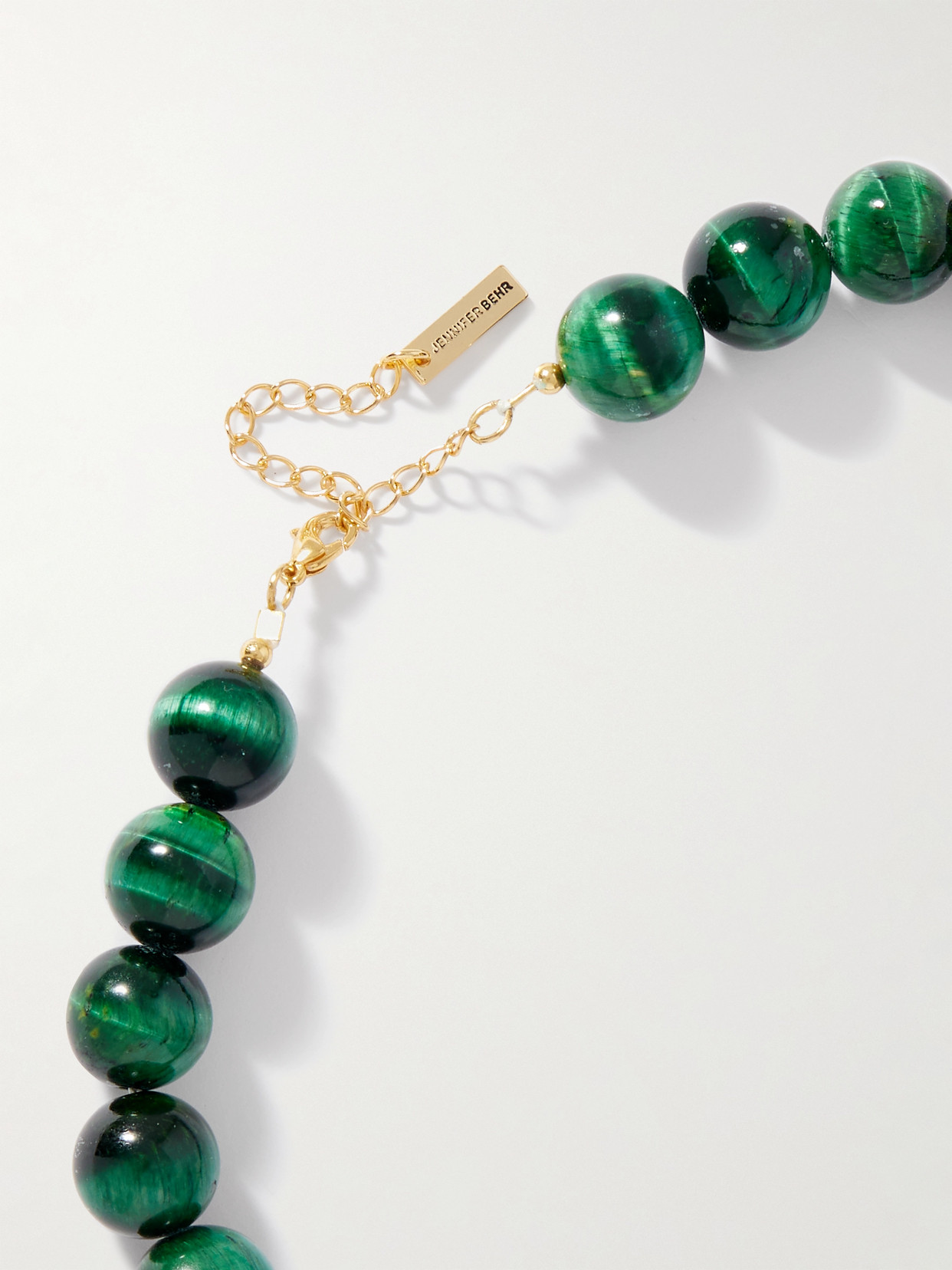 Jennifer Behr Wanda Gold-tone Tiger's Eye Necklace In Green