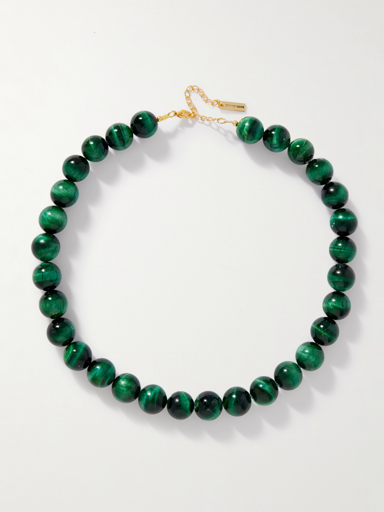 Jennifer Behr Wanda Gold-tone Tiger's Eye Necklace In Green