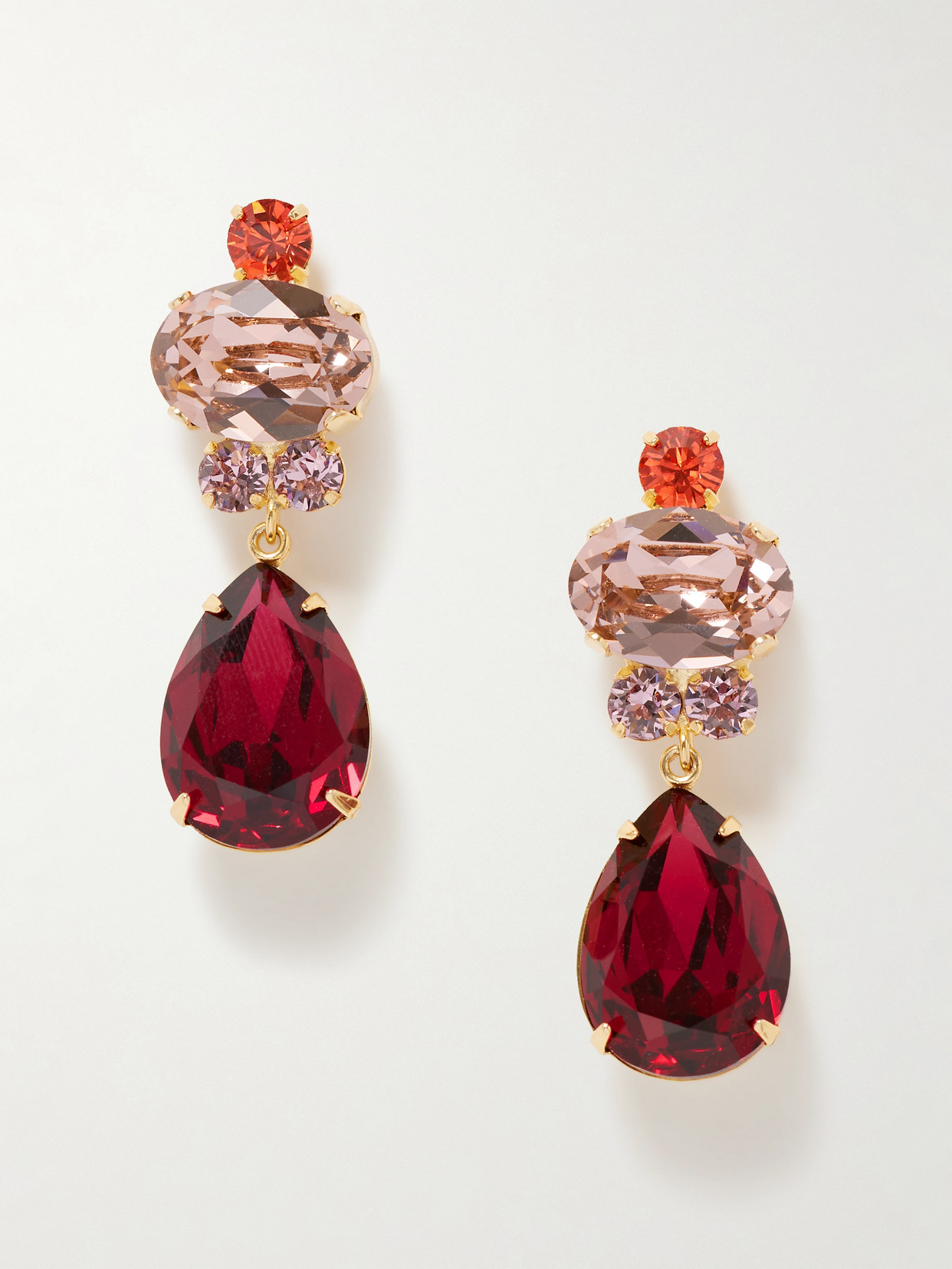 Jennifer Behr Catherine Gold-plated Crystal Earrings In Red