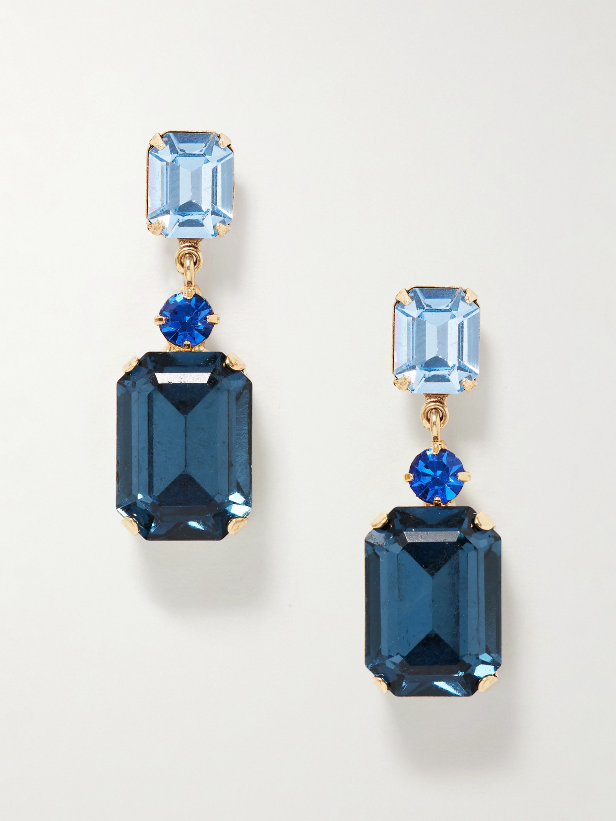 Jennifer Behr Justine Gold-plated Crystal Earrings In Blue