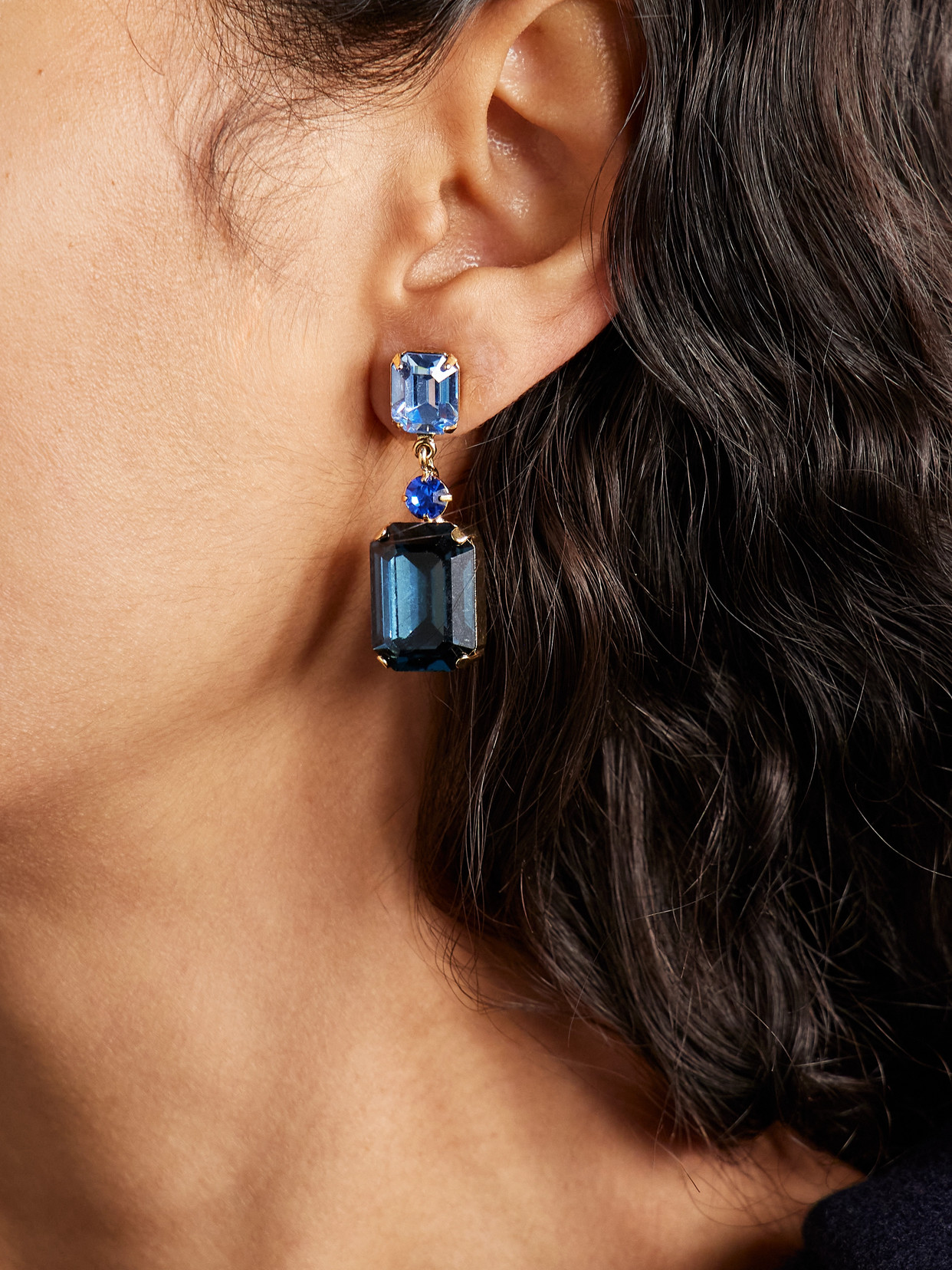 Jennifer Behr Justine Gold-plated Crystal Earrings In Blue