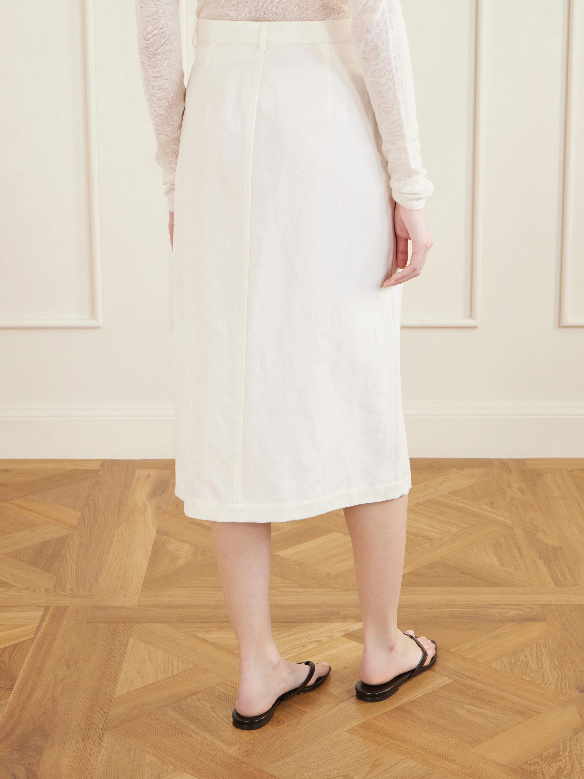 AURALEE Wool, cotton and linen-blend skirt