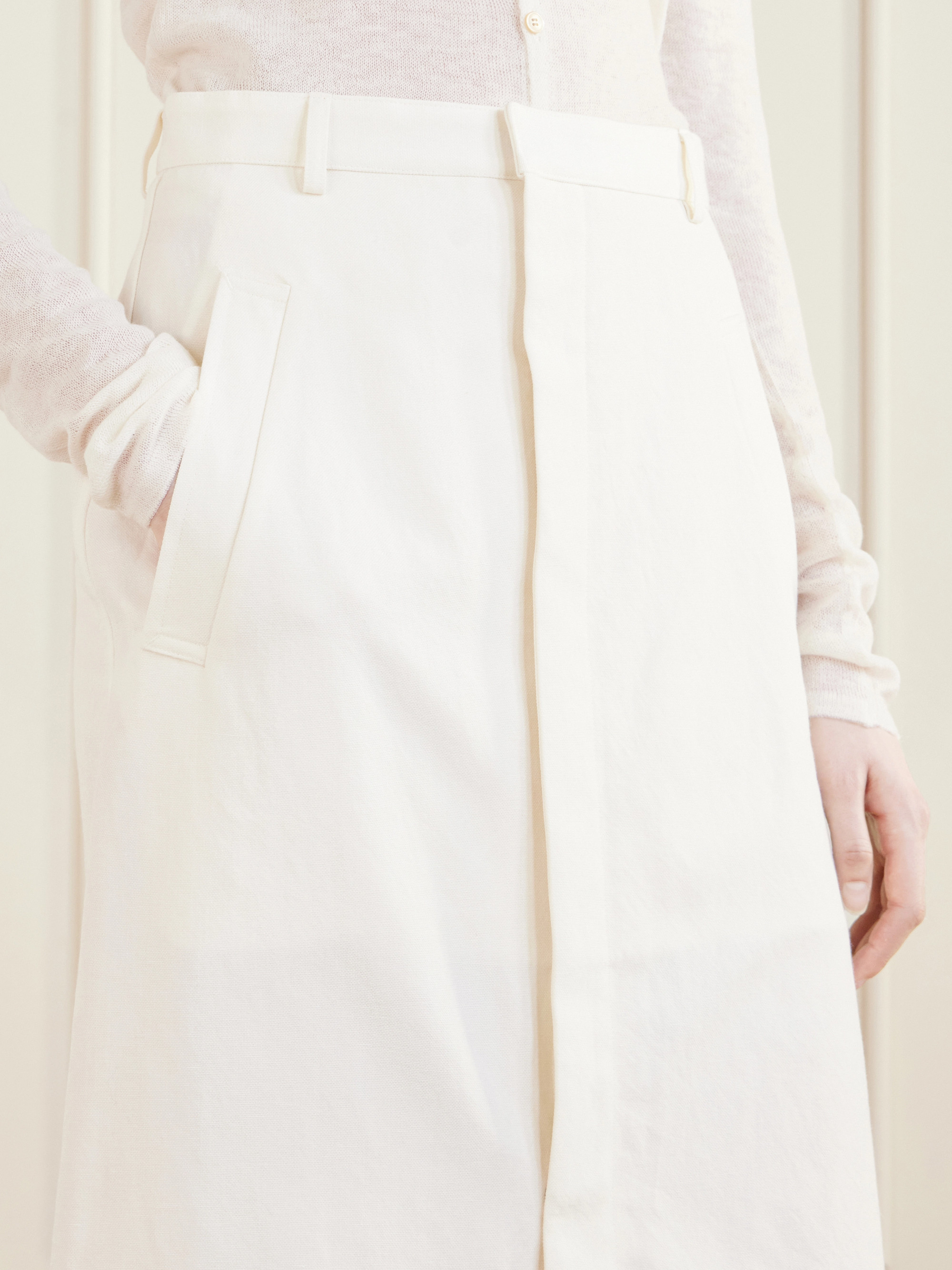 AURALEE Wool, cotton and linen-blend skirt