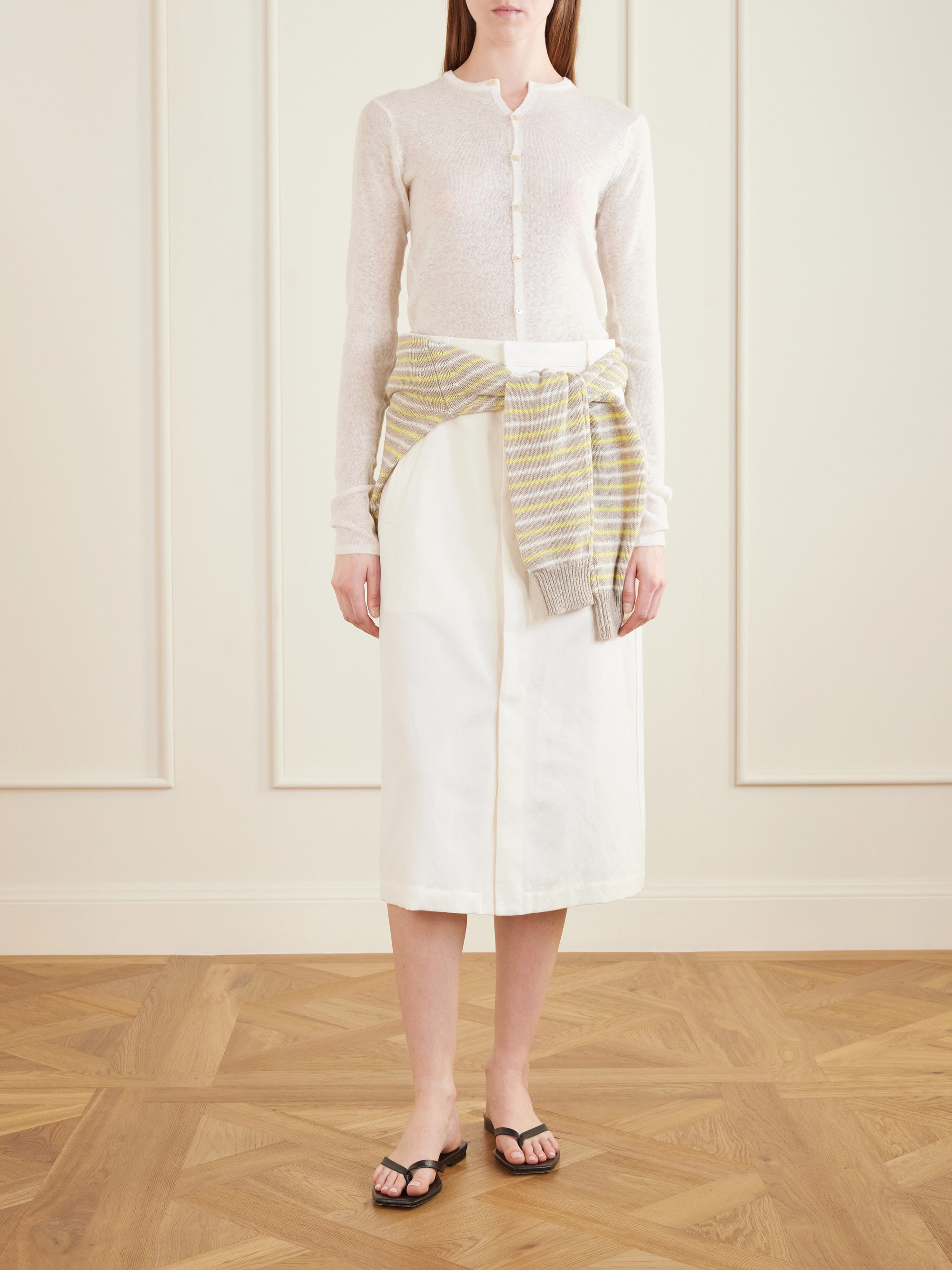 AURALEE Wool, cotton and linen-blend skirt