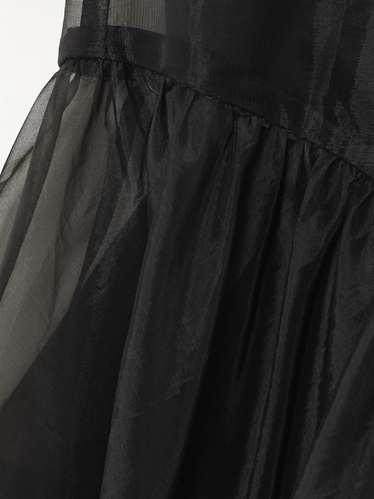 Cecilie Bahnsen Claudie Gathered Paneled Organza And Satin Mini Dress In Black