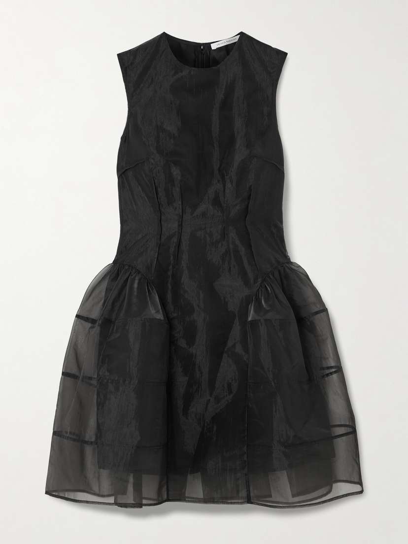 Cecilie Bahnsen Claudie Gathered Paneled Organza And Satin Mini Dress