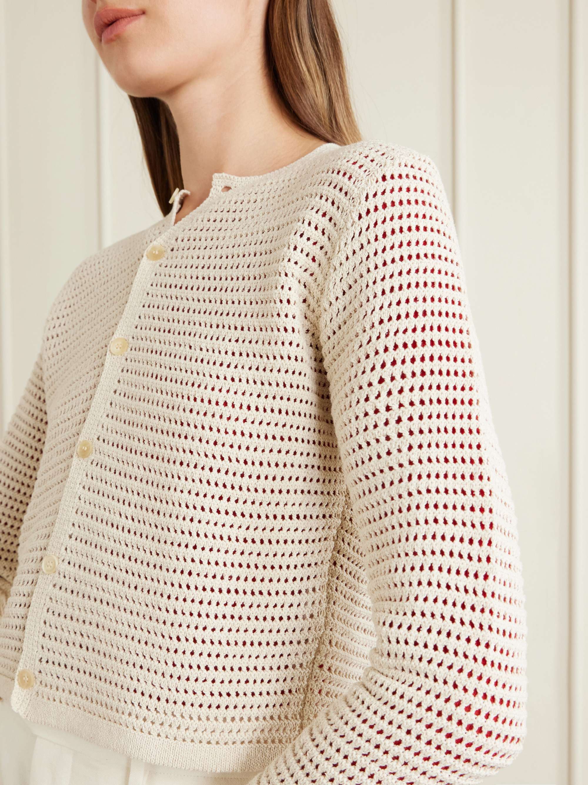 AURALEE Tussah crocheted silk and cotton-blend cardigan | NET-A-PORTER