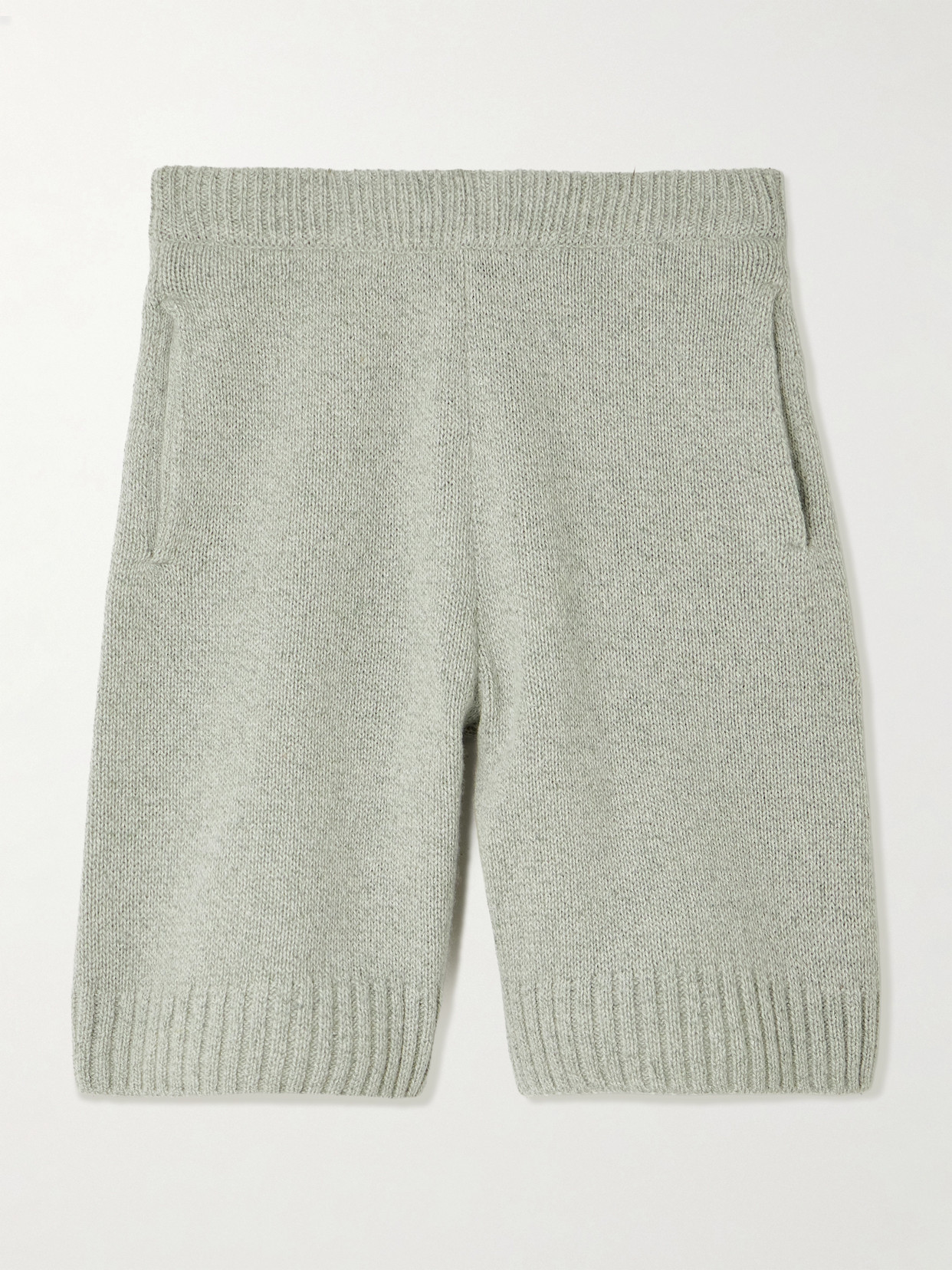 Auralee Mélange Cashmere And Silk-blend Shorts In Green