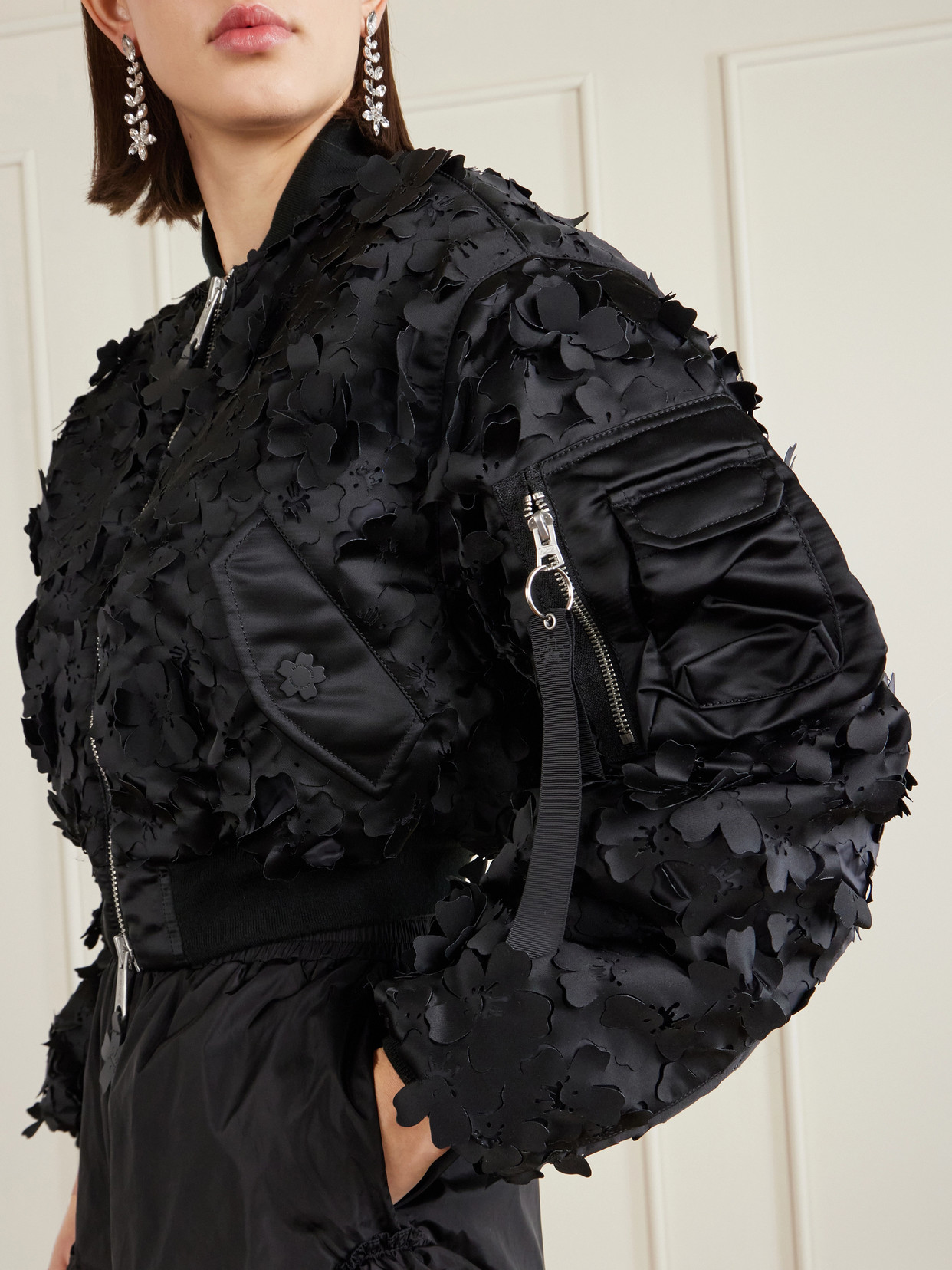 + Alpha Industries Ma-1 Cropped Laser-Cut Padded Shell Bomber Jacket