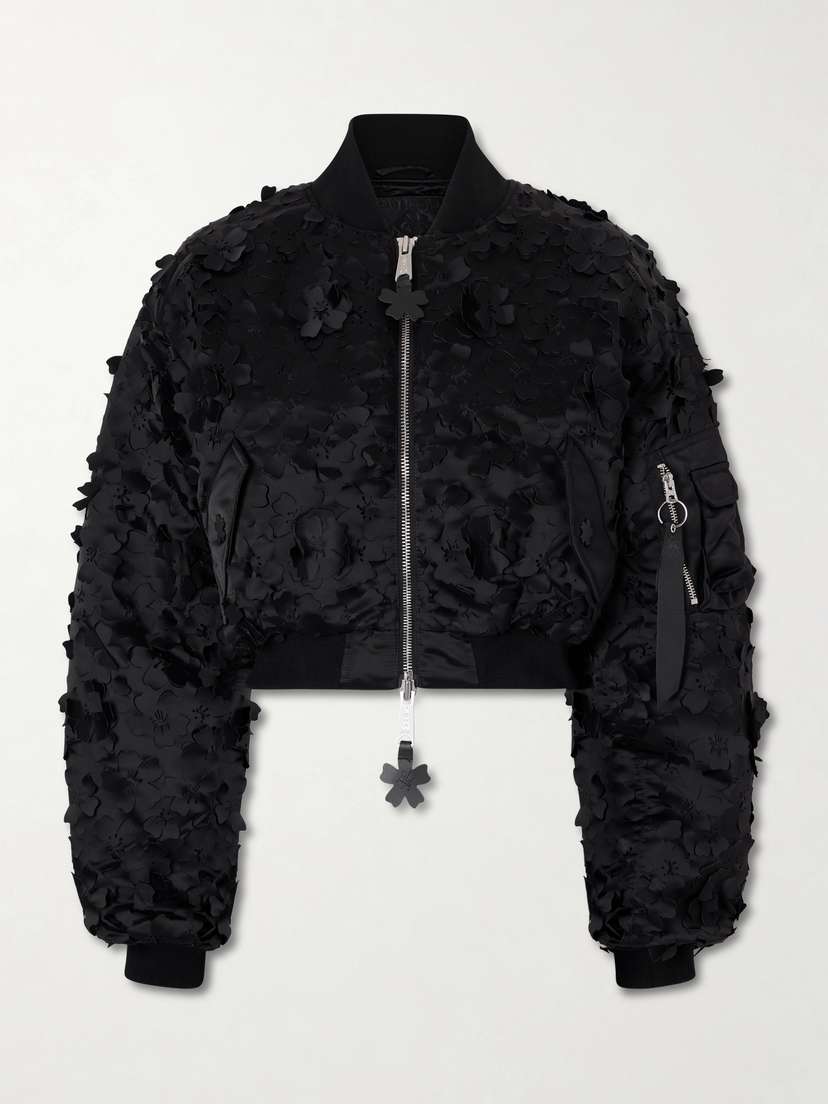 Cecilie Bahnsen + Alpha Industries Ma-1 Cropped Laser-cut Padded Shell Bomber Jacket