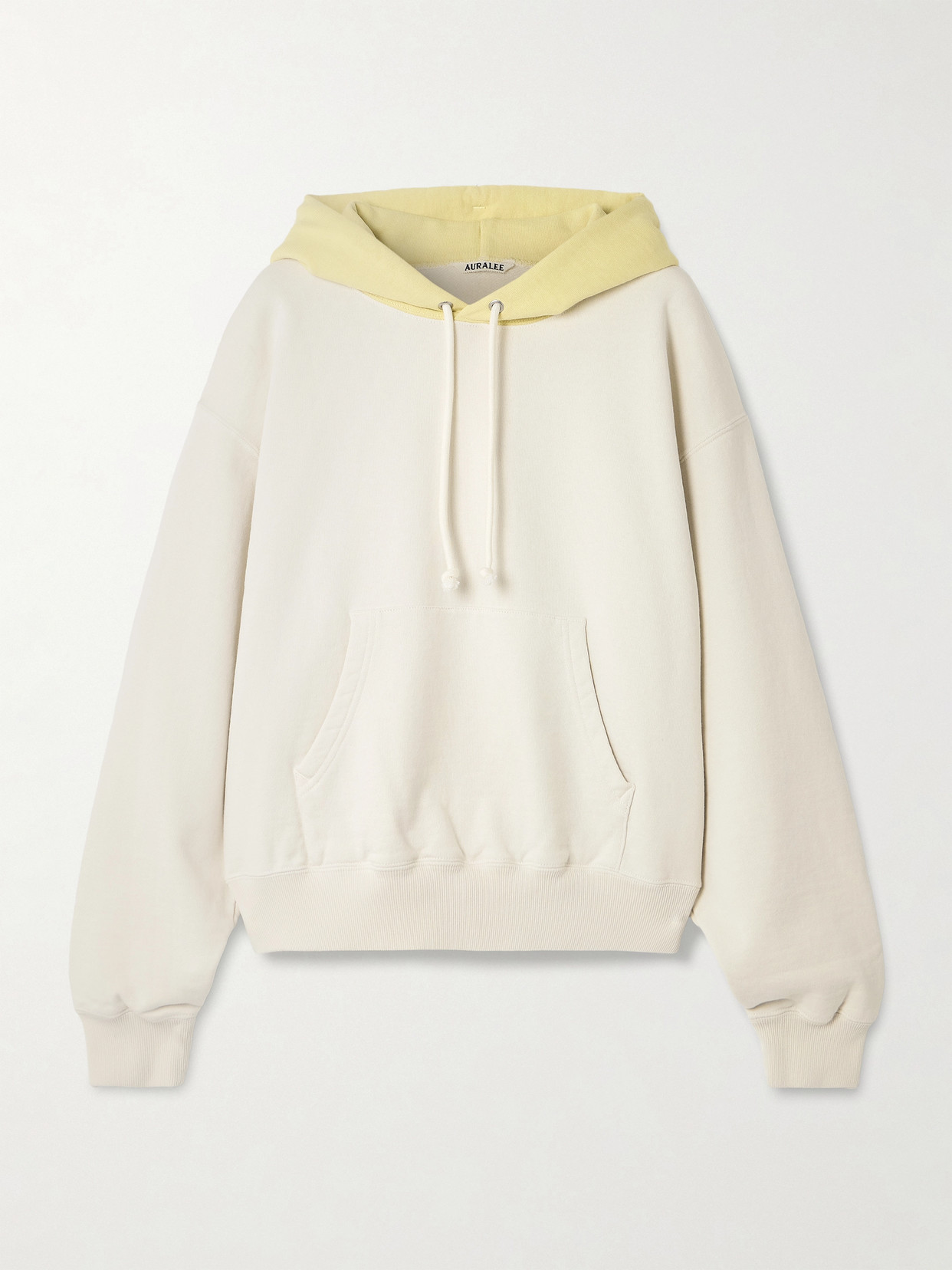 Auralee Two-tone Cotton-jersey Hoodie In Neutral